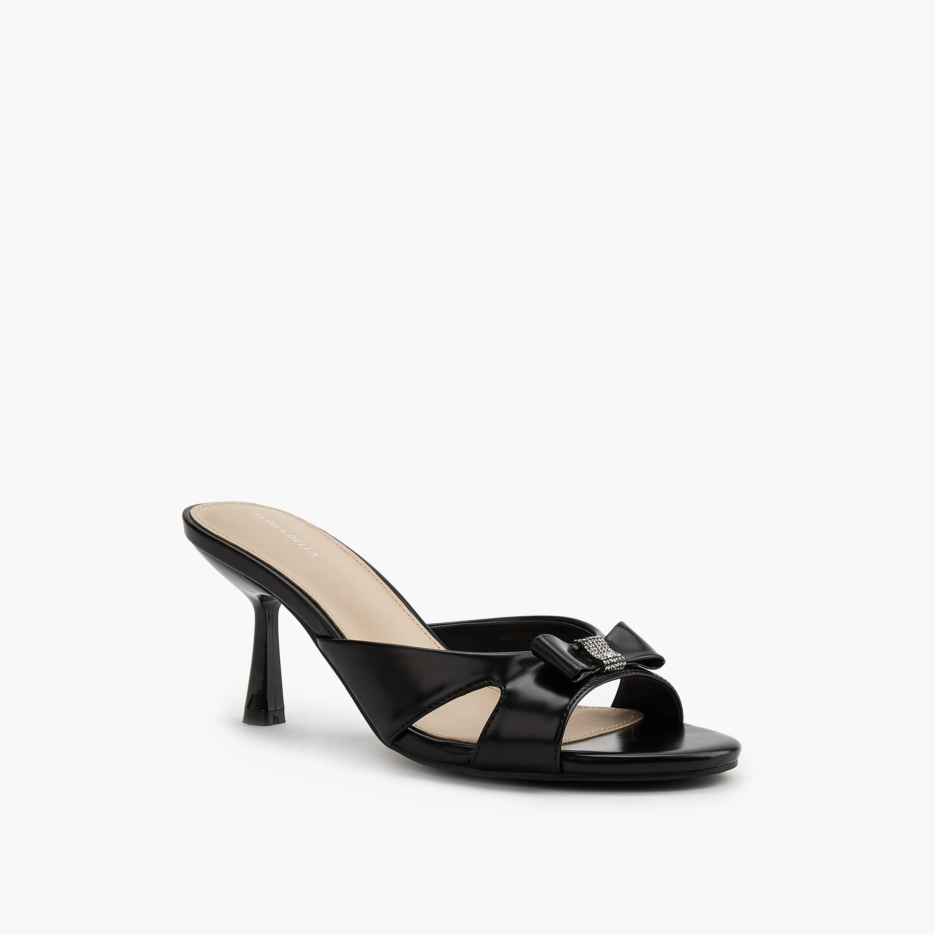 Flora Bella Embellished Bow Slip-On Sandals with Flared Heel-women-shoes-sandals-heeled-image-3