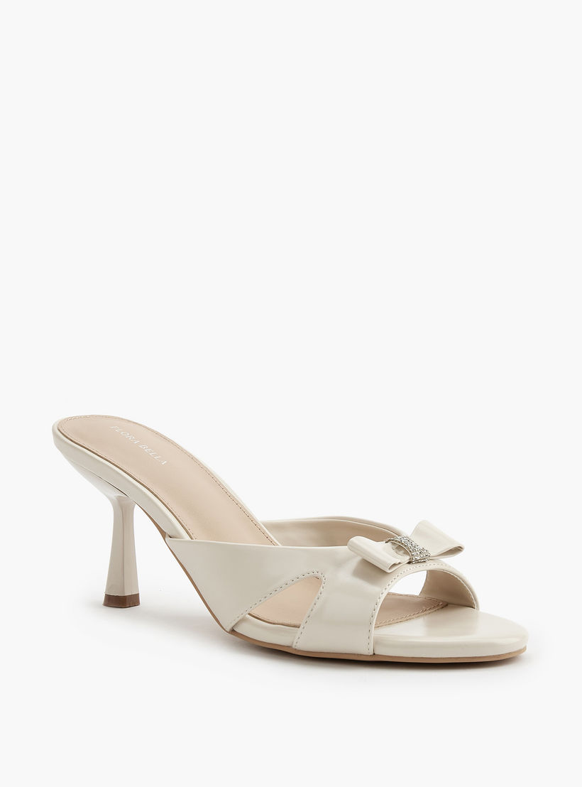 Flora Bella Embellished Bow Slip-On Sandals with Flared Heel-women-shoes-sandals-heeled-image-3