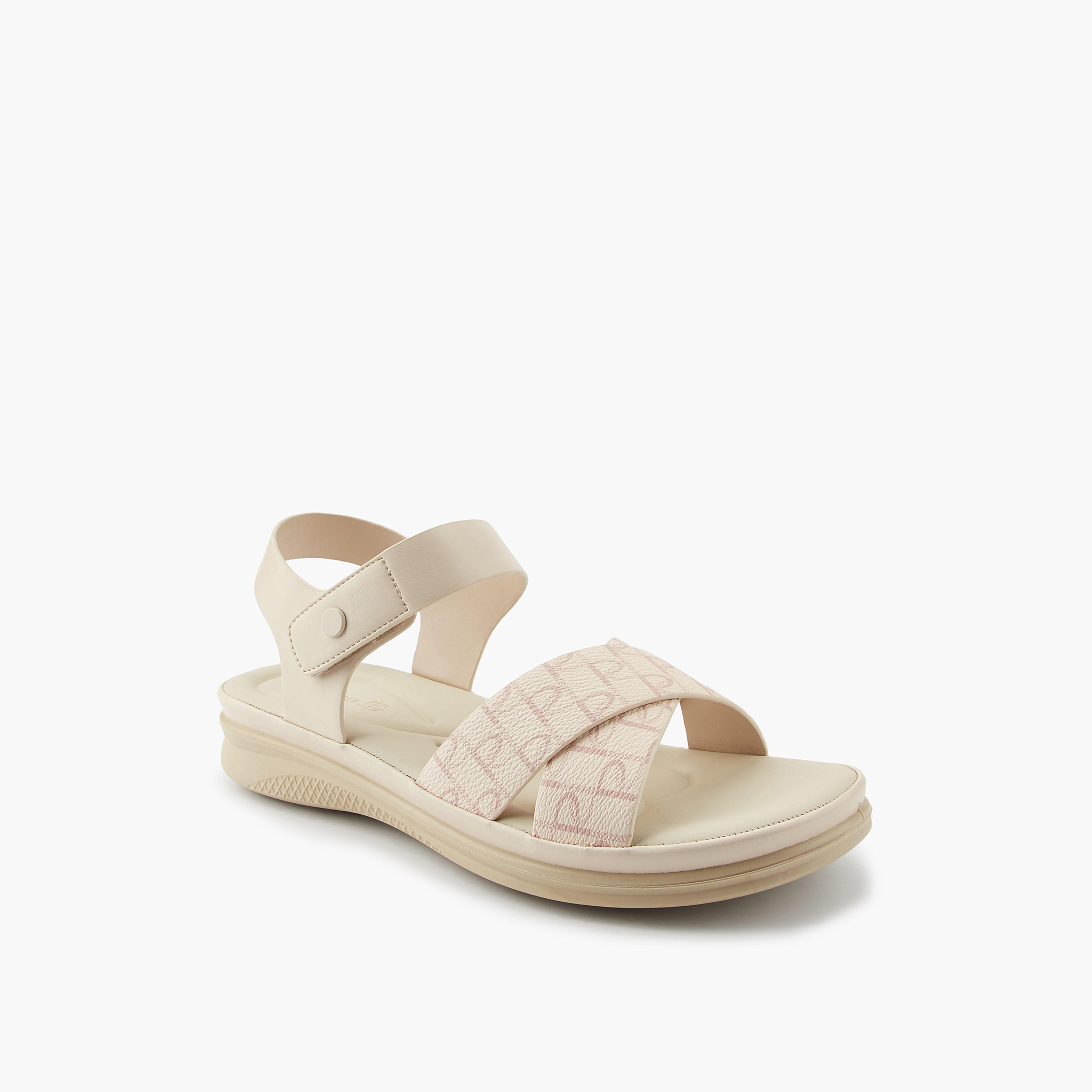 صندل بحزام متقاطع وطبعات مونوجرام للنساء من بابريكا-women-shoes-sandals-heeled-image-3