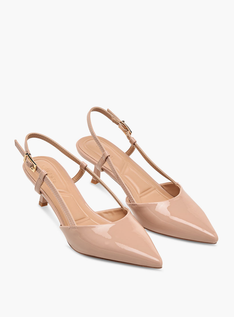 Celeste Women's Pointed Toe Slingback Shoes with Kitten Heels and Buckle Closure-women-shoes-heels-image-1