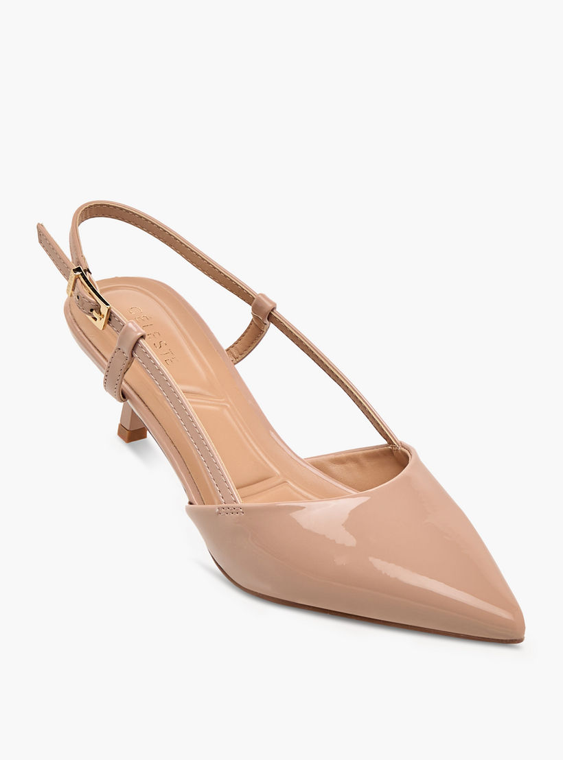 Celeste Women's Pointed Toe Slingback Shoes with Kitten Heels and Buckle Closure-women-shoes-heels-image-2