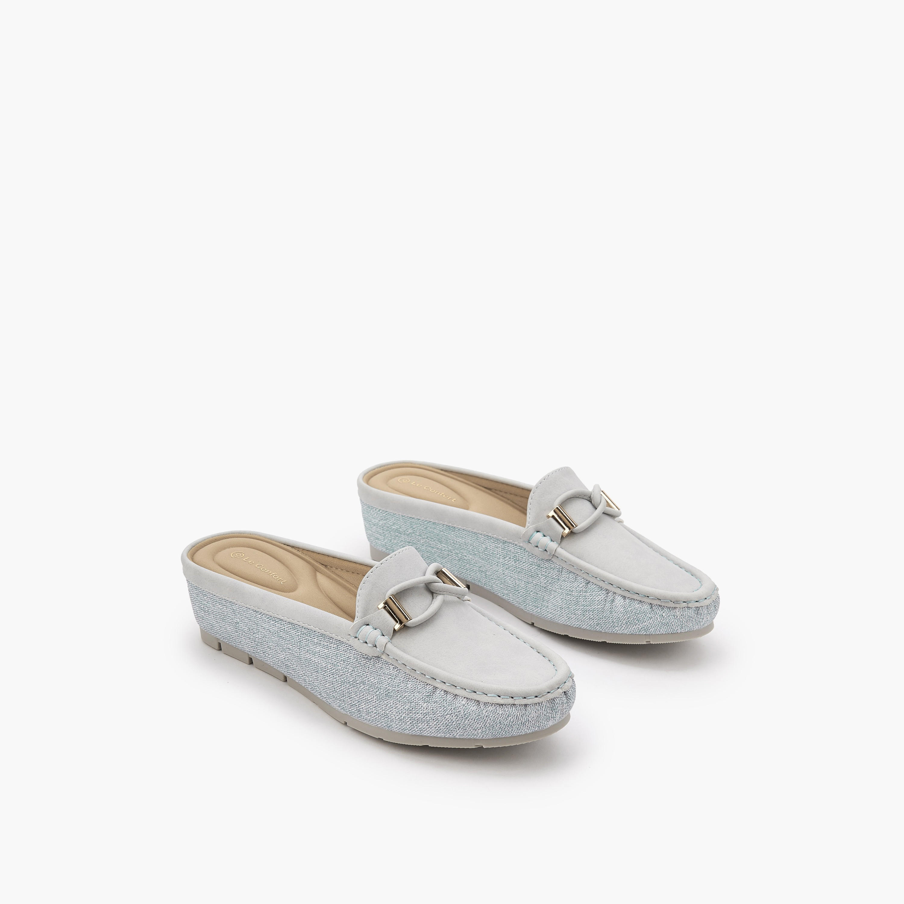 حذاء ميول بكعب ويدج للنساء من لو كونفورت-women-shoes-flats-mules-image-1