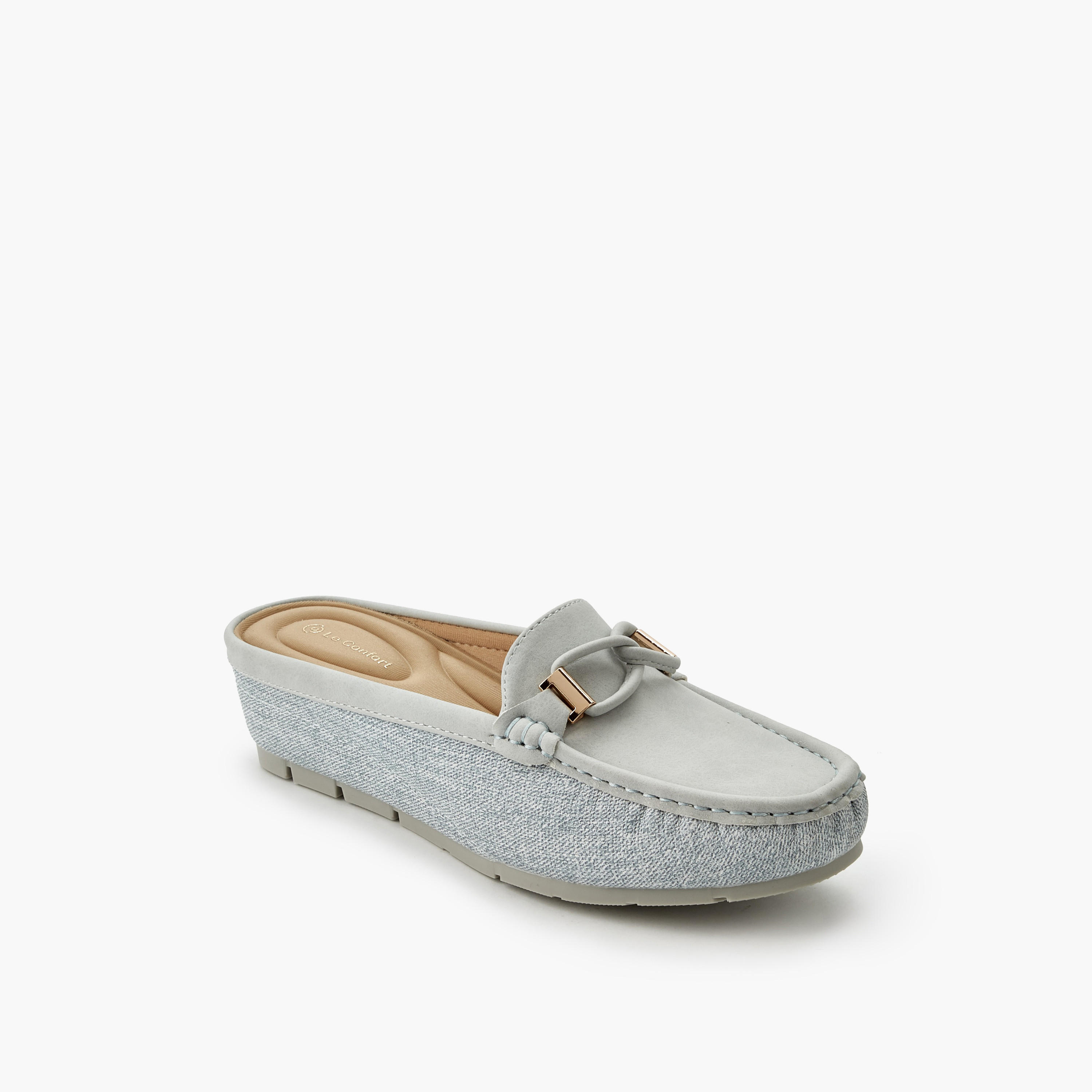 حذاء ميول بكعب ويدج للنساء من لو كونفورت-women-shoes-flats-mules-image-2