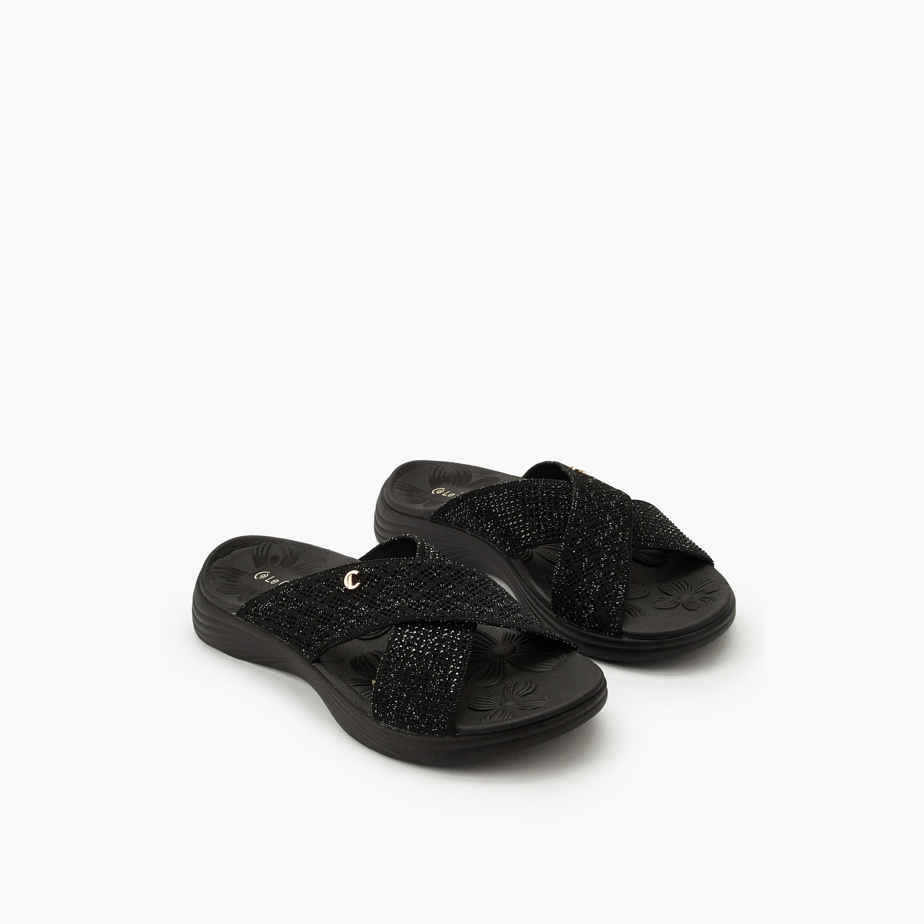 صندل سهل الارتداء بزينة لامعة للنساء من لو كونفورت-women-shoes-sandals-flats-image-1