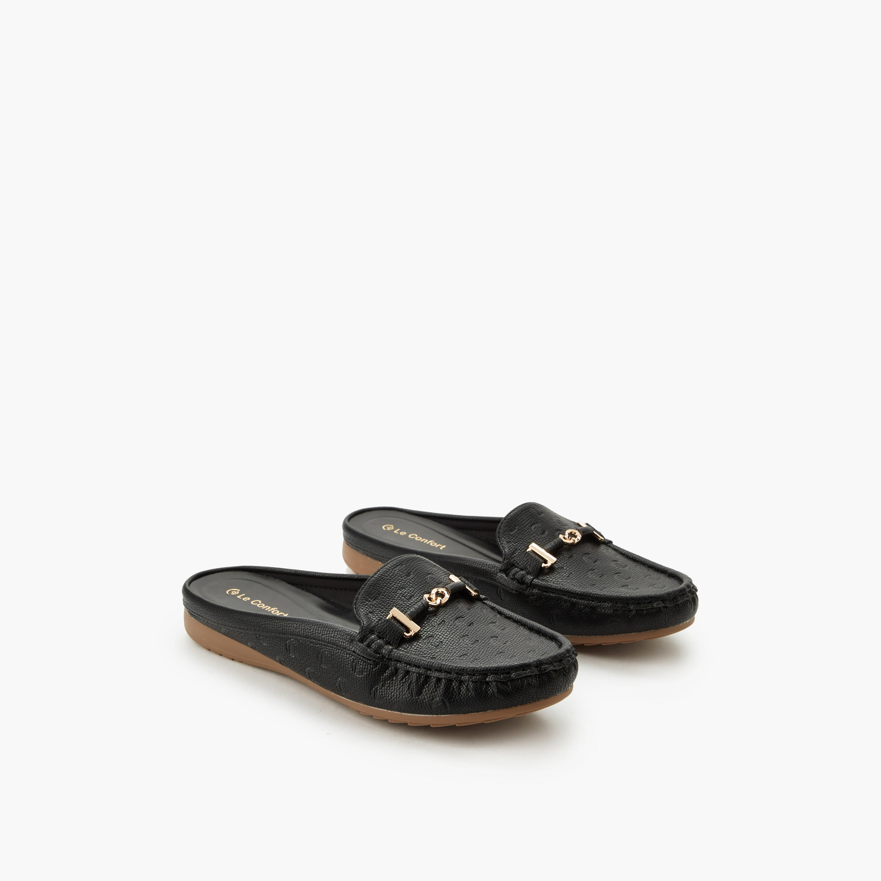 حذاء ميول بنقوش مونوجرام للنساء من لو كونفورت-women-shoes-flats-mules-image-4