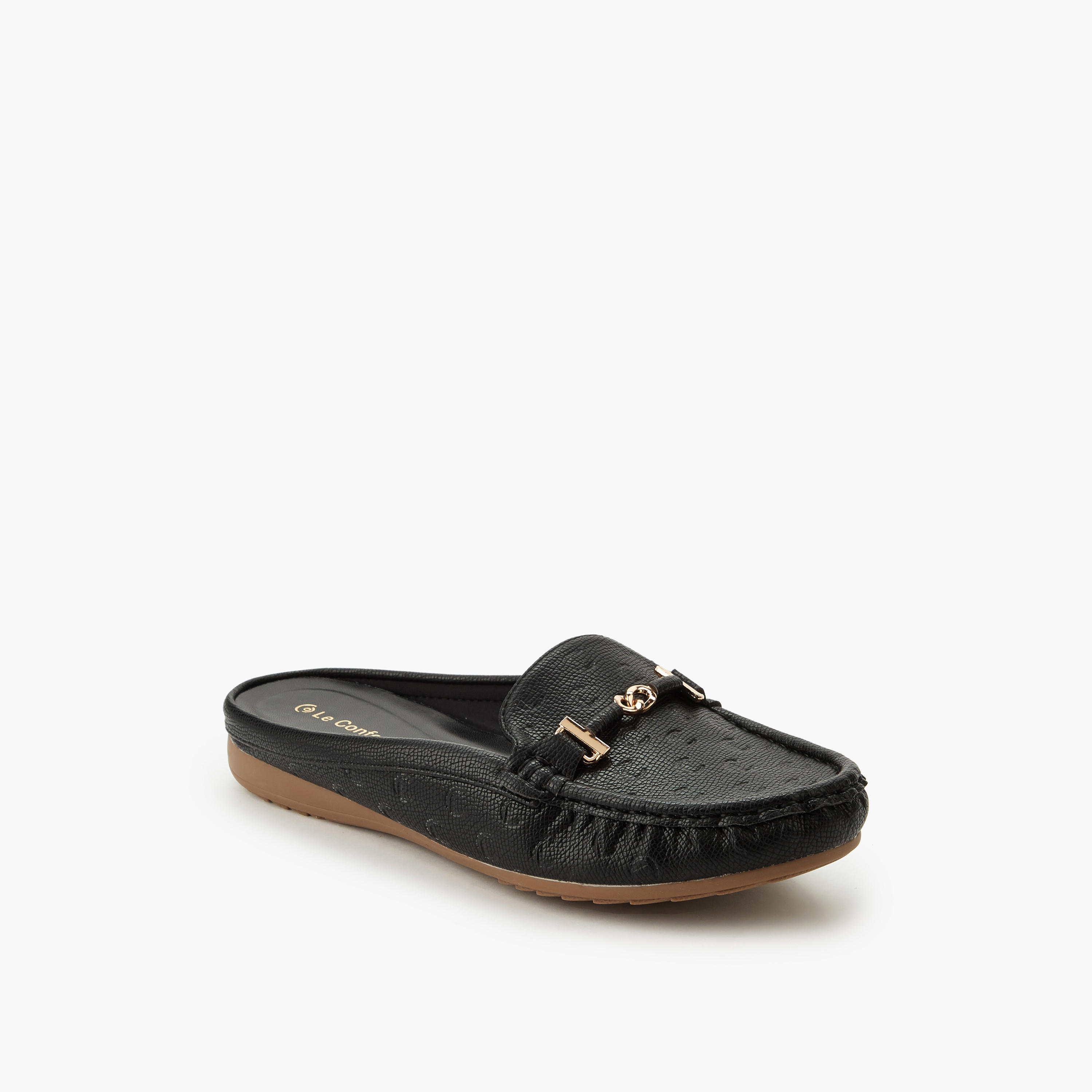 حذاء ميول بنقوش مونوجرام للنساء من لو كونفورت-women-shoes-flats-mules-image-6