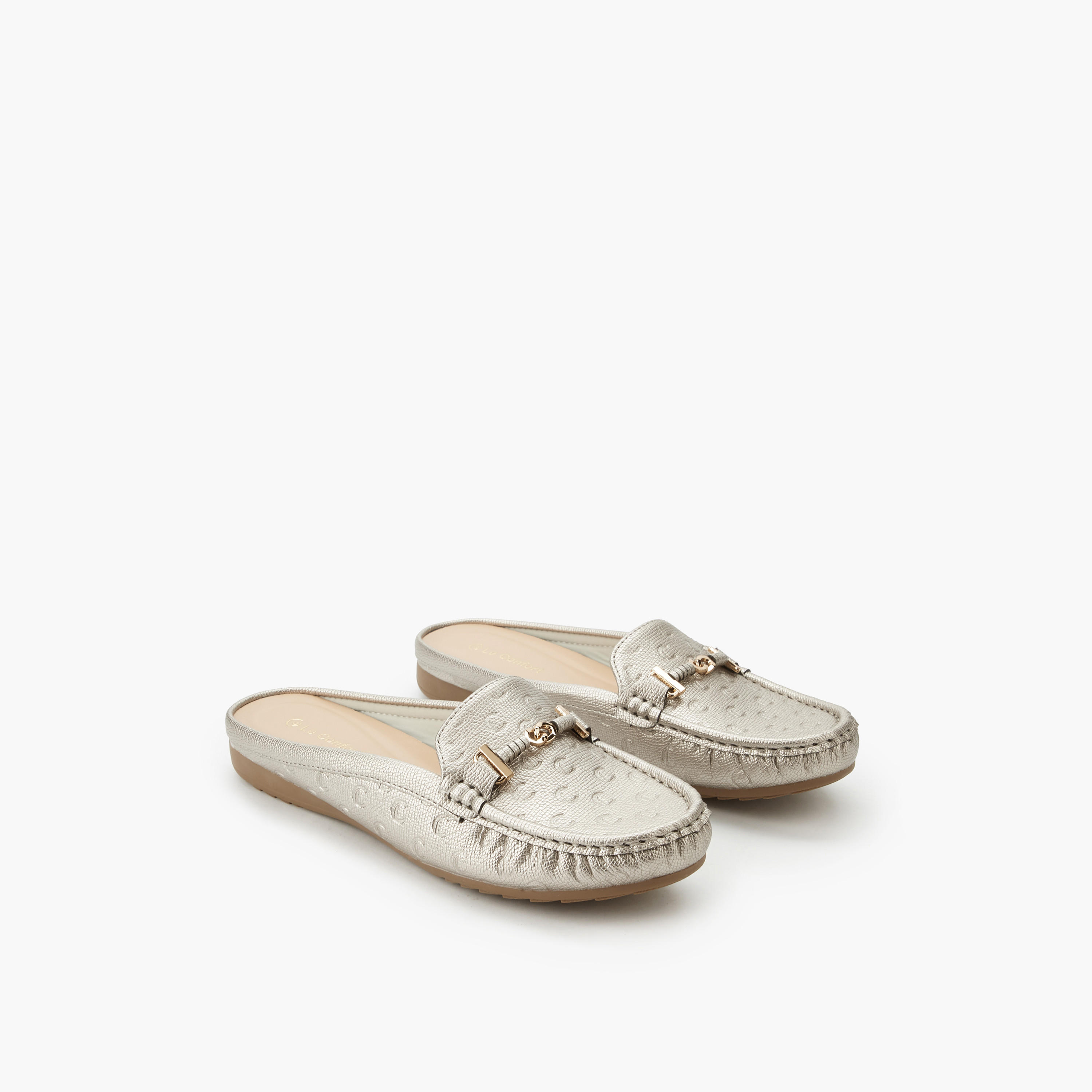 Le Confort Women Monogram Embossed Mules-women-shoes-flats-mules-image-1