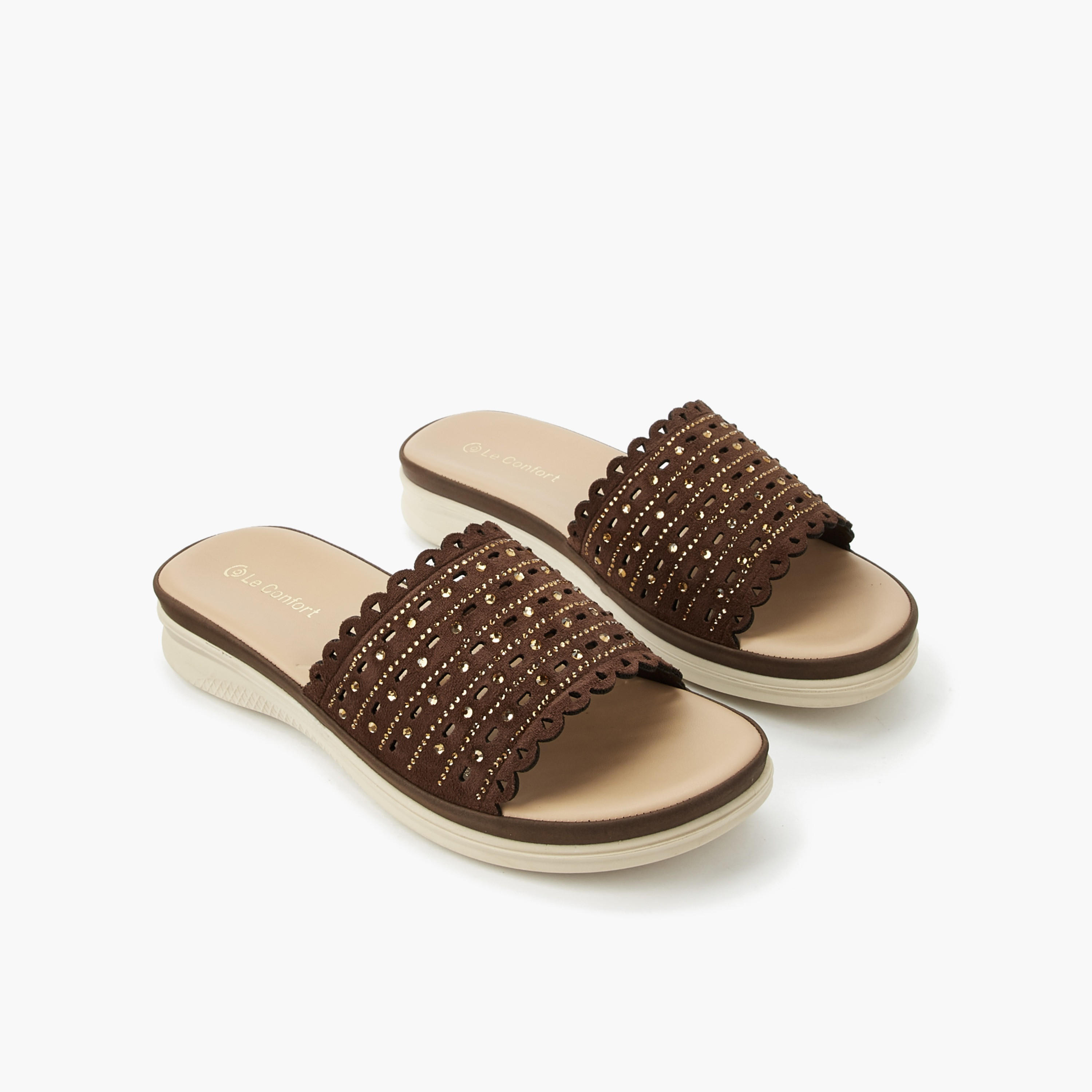 Le Confort Women Laser Cut Embellished Sandals-women-shoes-flats-sandals-image-1