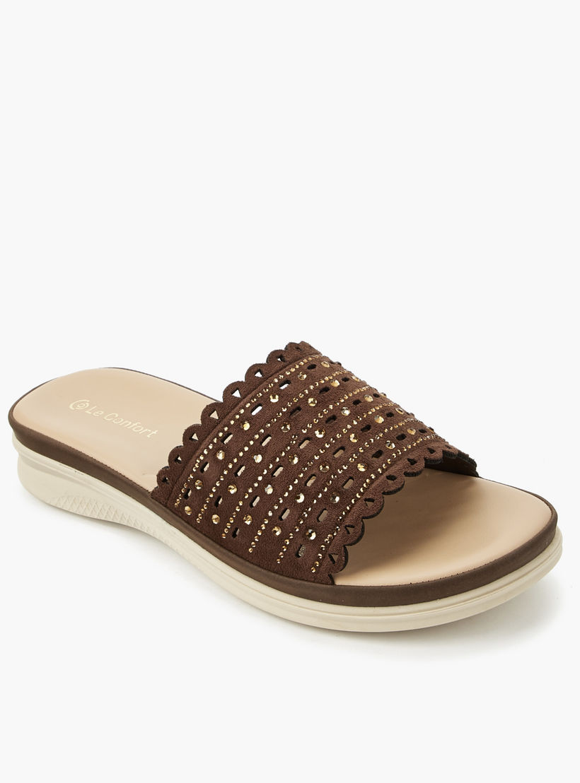 Le Confort Women Laser Cut Embellished Sandals-women-shoes-flats-sandals-image-2