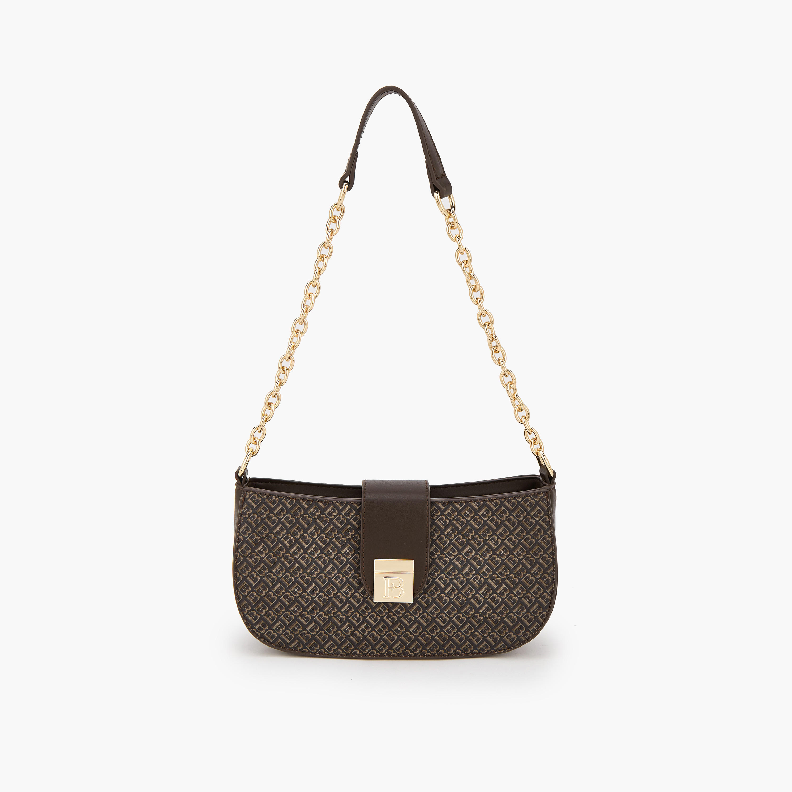 Flora Bella Monogram Print Shoulder Bag with Magnetic Snap Closure-women-bagsandwallets-handbags-image-1