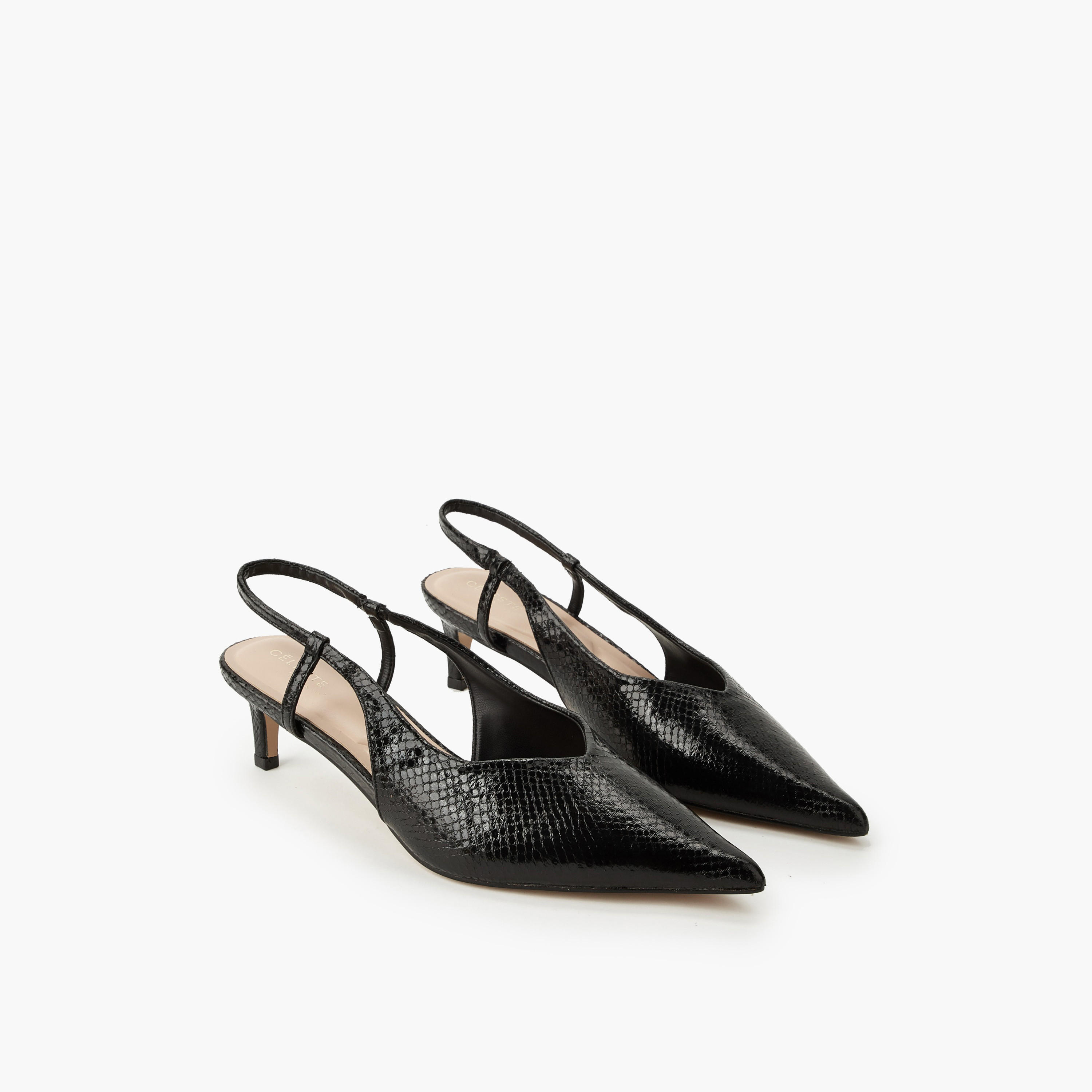 Celeste Women Textured Kitten Heel Slingback Shoes-women-shoes-heels-image-1
