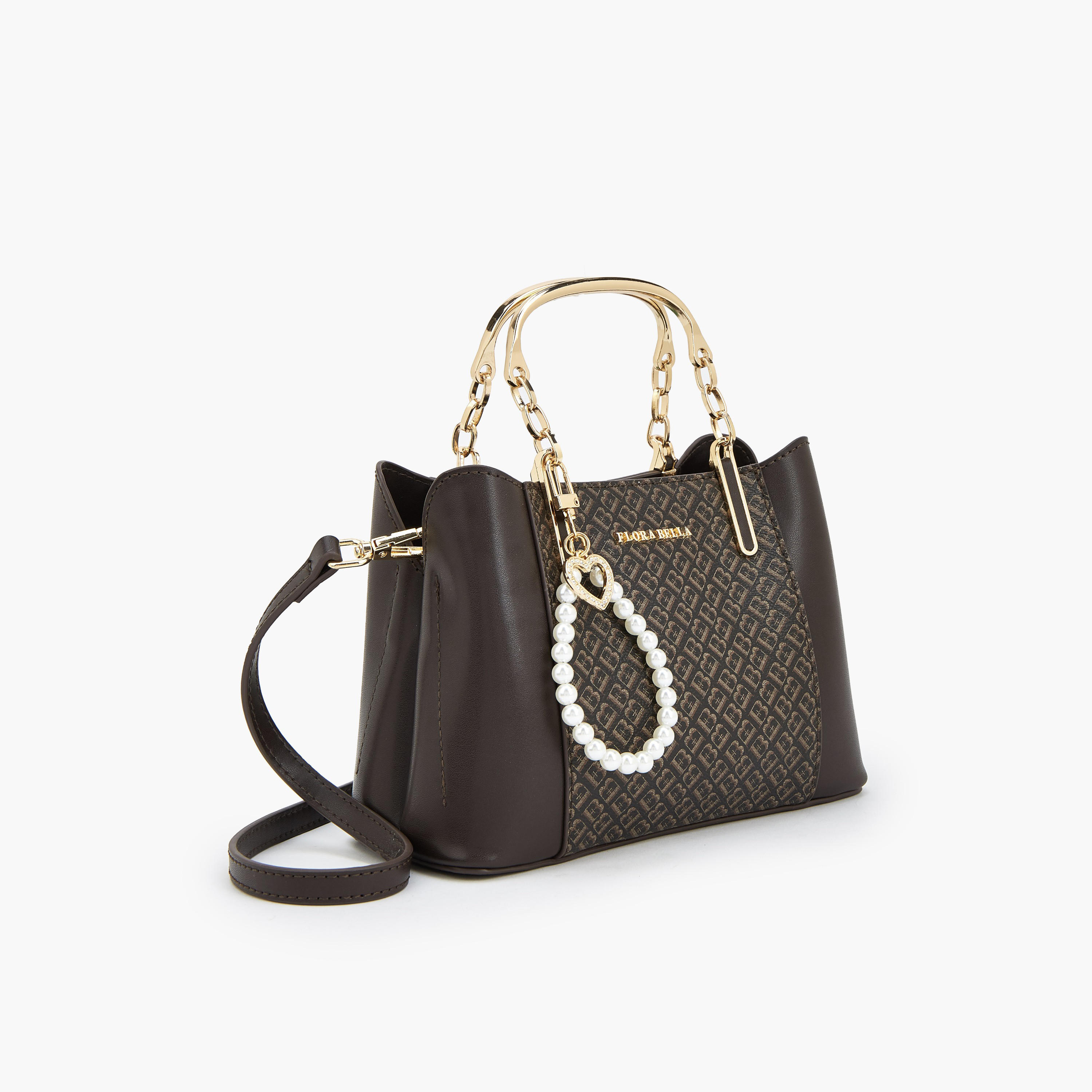 شنطة توتي بطبعات مونوجرام ودلاية لؤلؤ من فلورا بيلا-women-bagsandwallets-handbags-image-3