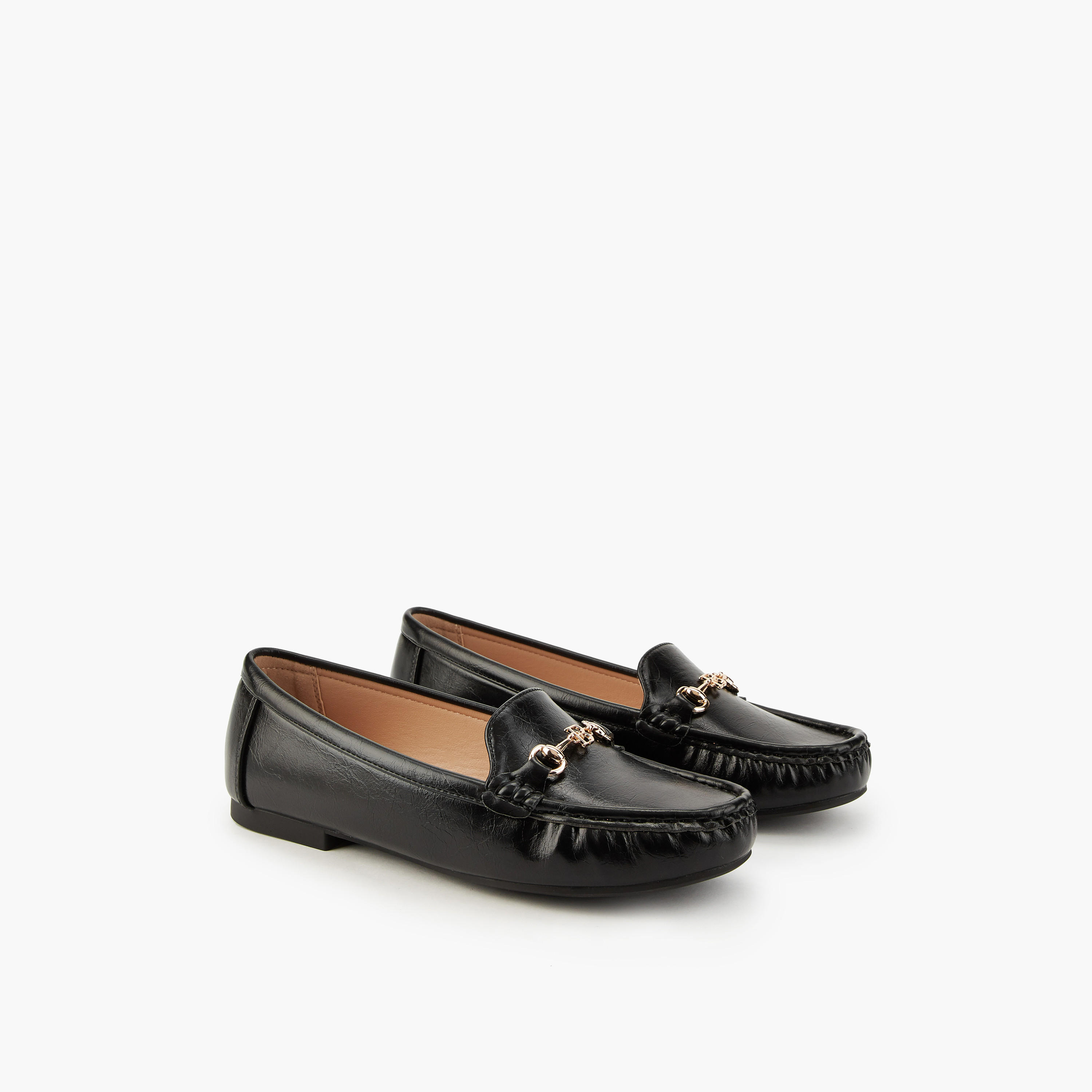 حذاء خفيف سهل الارتداء سادة بزينة ميتالك من فلورا بيلا-women-shoes-flats-moccasins-image-1