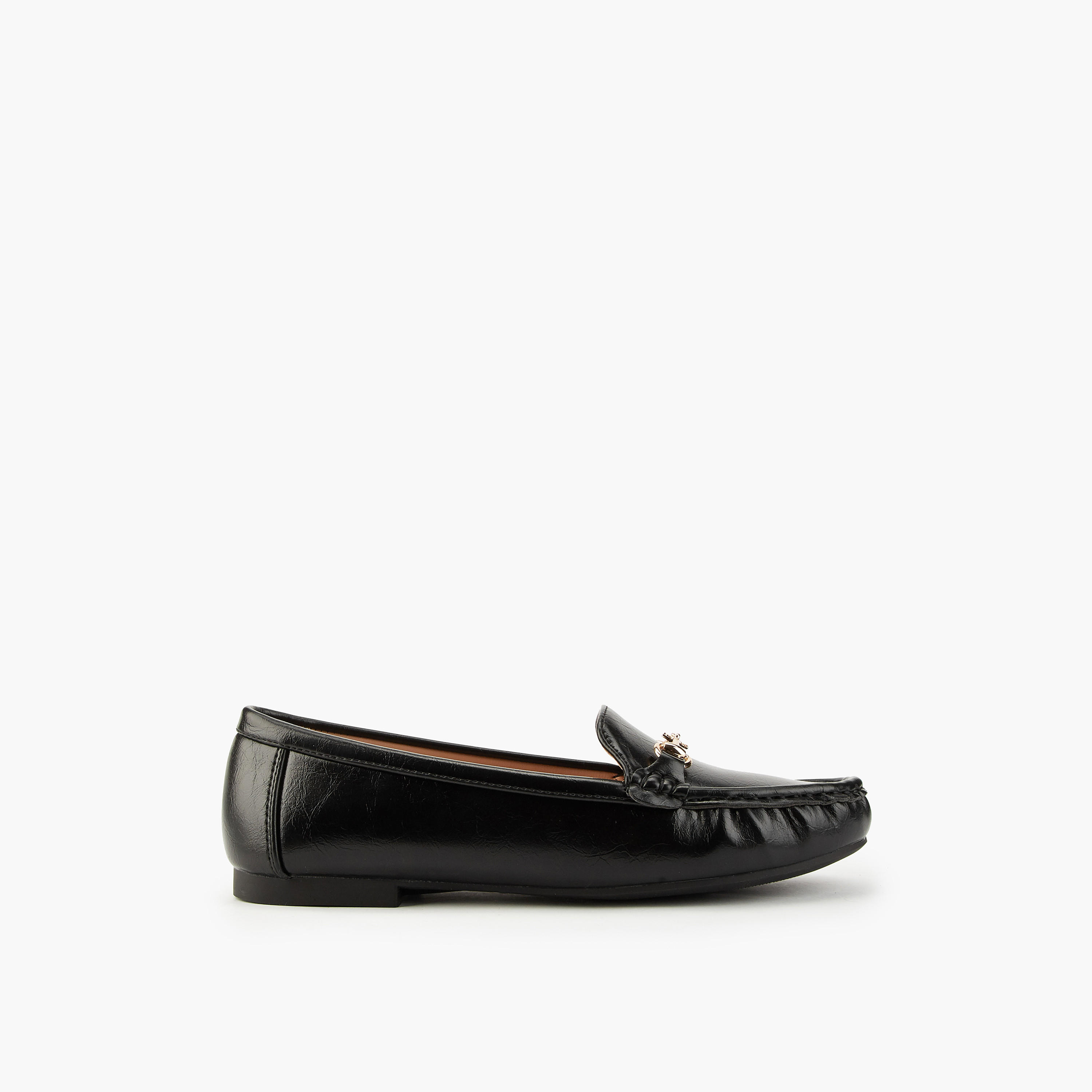حذاء خفيف سهل الارتداء سادة بزينة ميتالك من فلورا بيلا-women-shoes-flats-moccasins-image-2