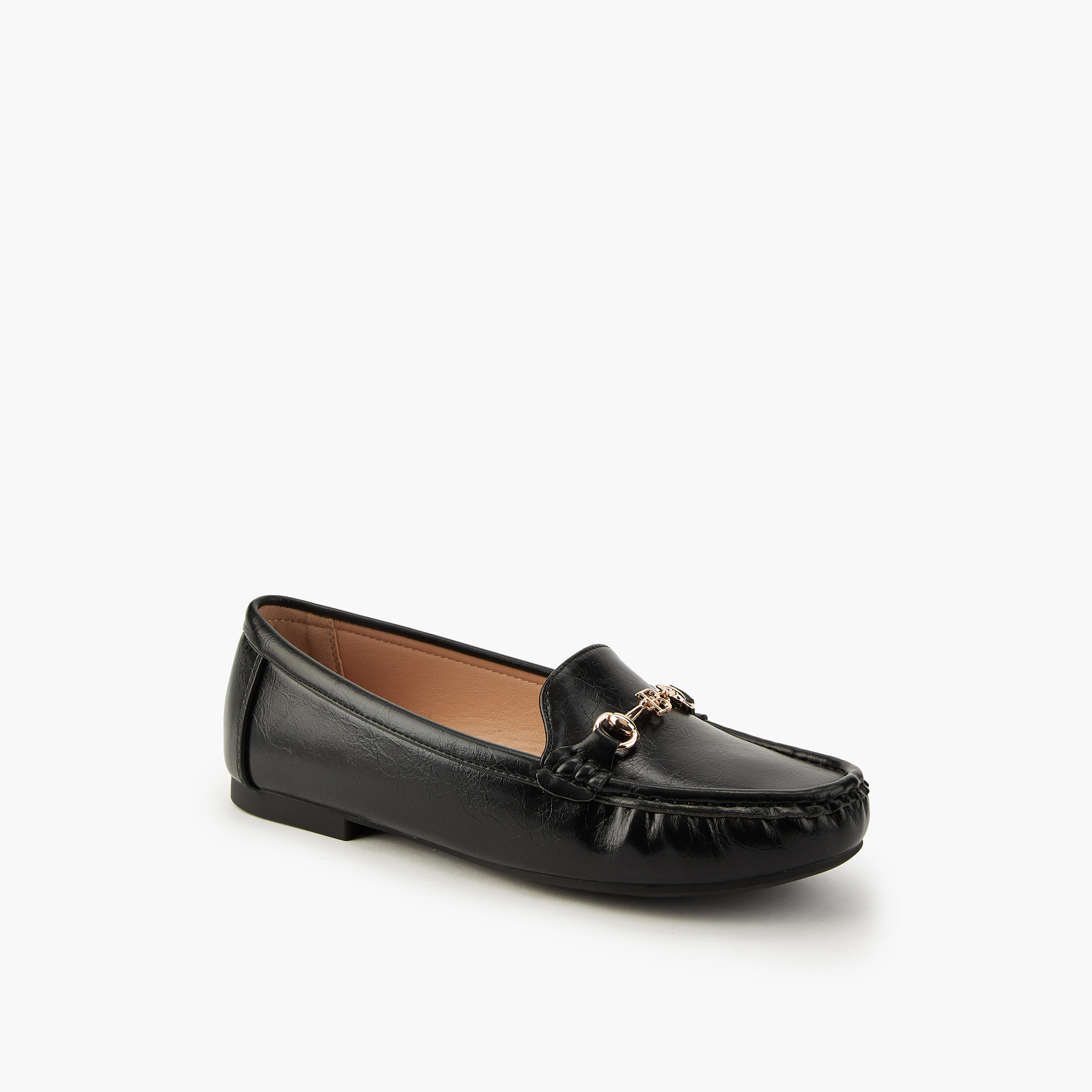 حذاء خفيف سهل الارتداء سادة بزينة ميتالك من فلورا بيلا-women-shoes-flats-moccasins-image-3