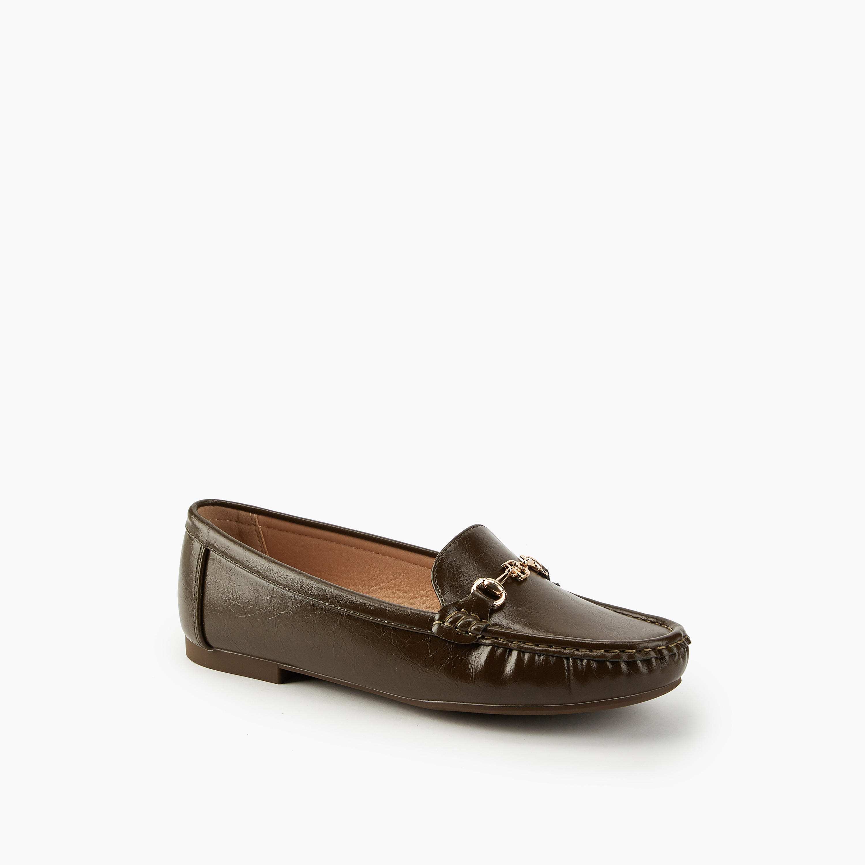 حذاء خفيف سهل الارتداء سادة بزينة ميتالك من فلورا بيلا-women-shoes-flats-moccasins-image-5