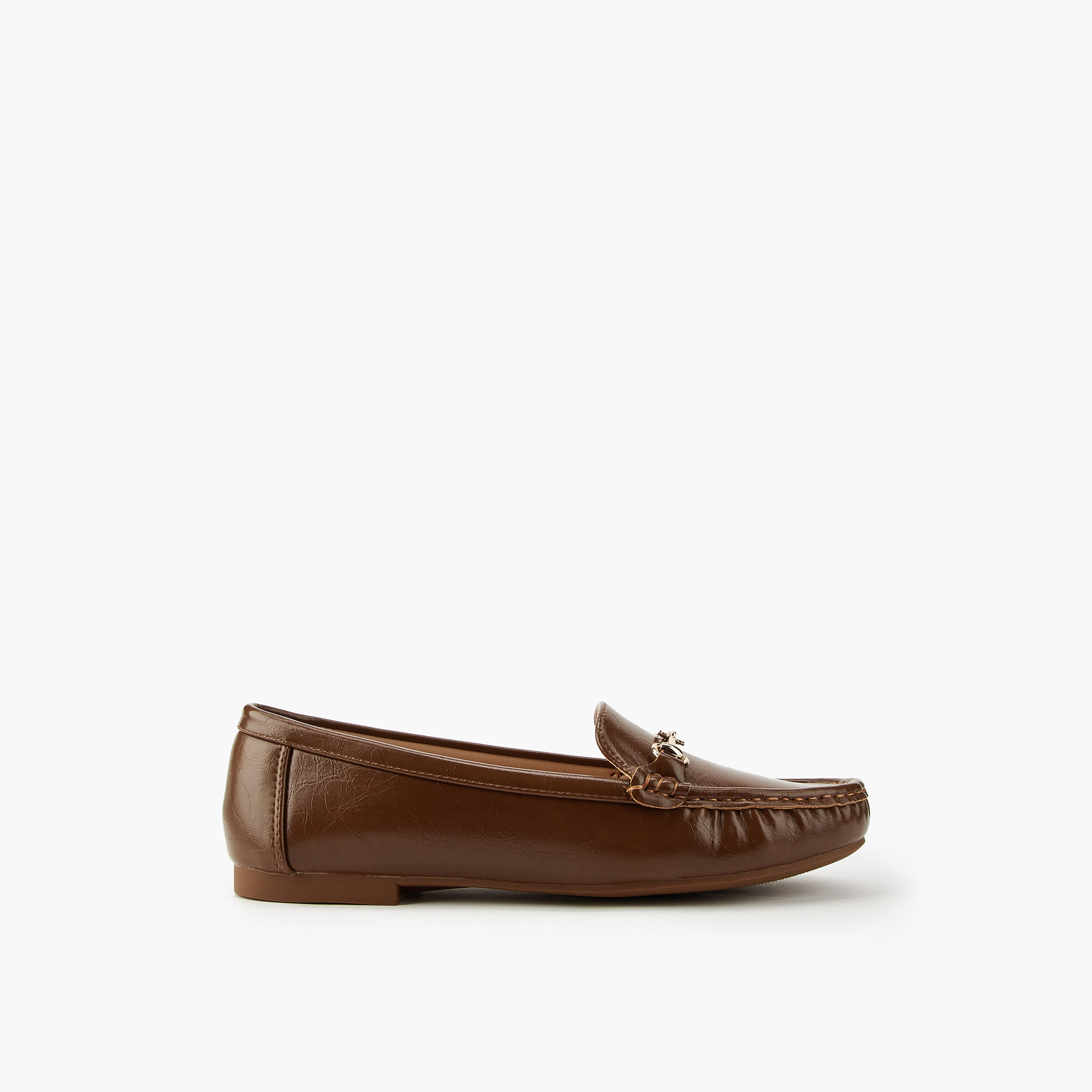 حذاء خفيف سهل الارتداء سادة بزينة ميتالك من فلورا بيلا-women-shoes-flats-moccasins-image-2