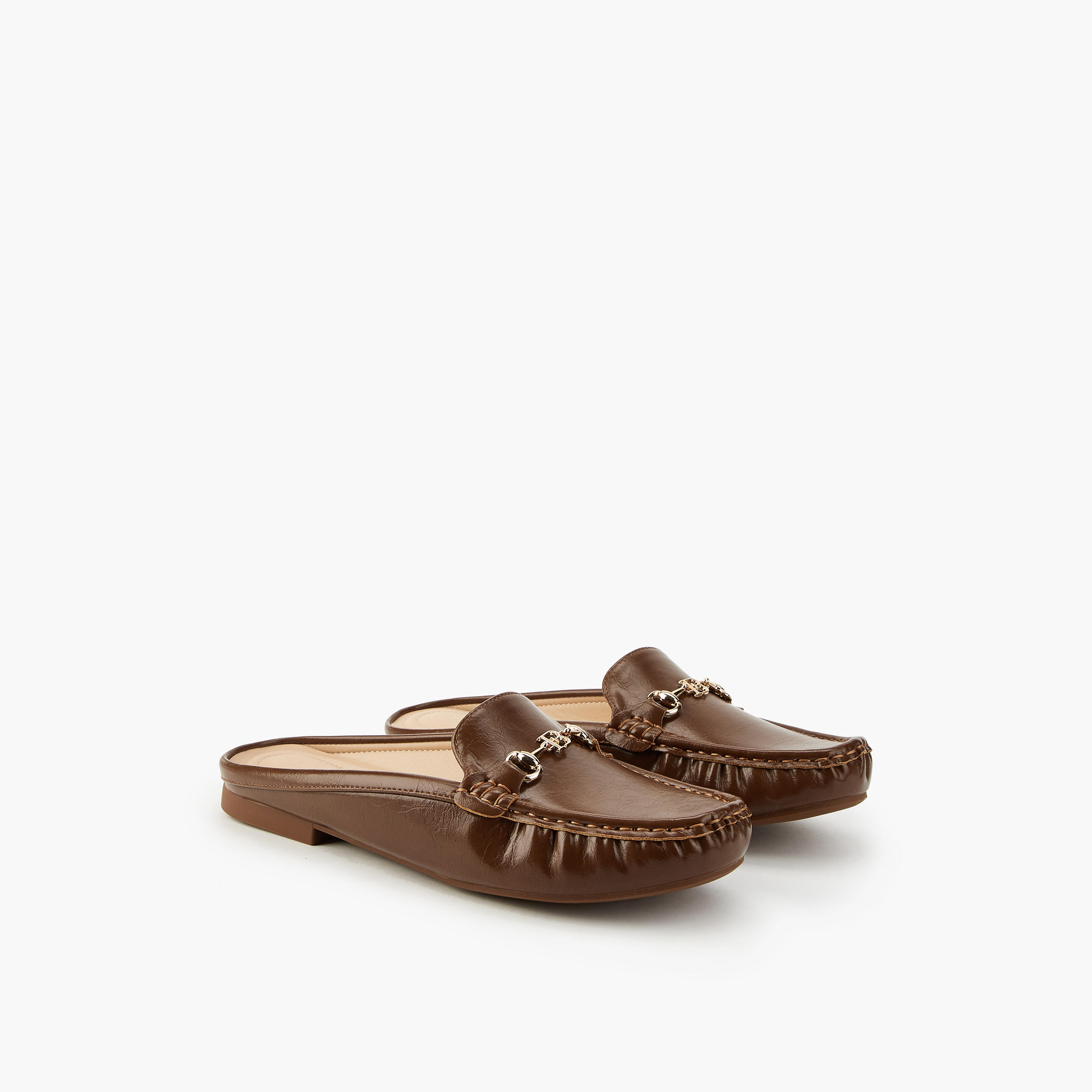 حذاء ميول سادة بزينة ميتاليك من فلورا بيلا-women-shoes-flats-mules-image-1