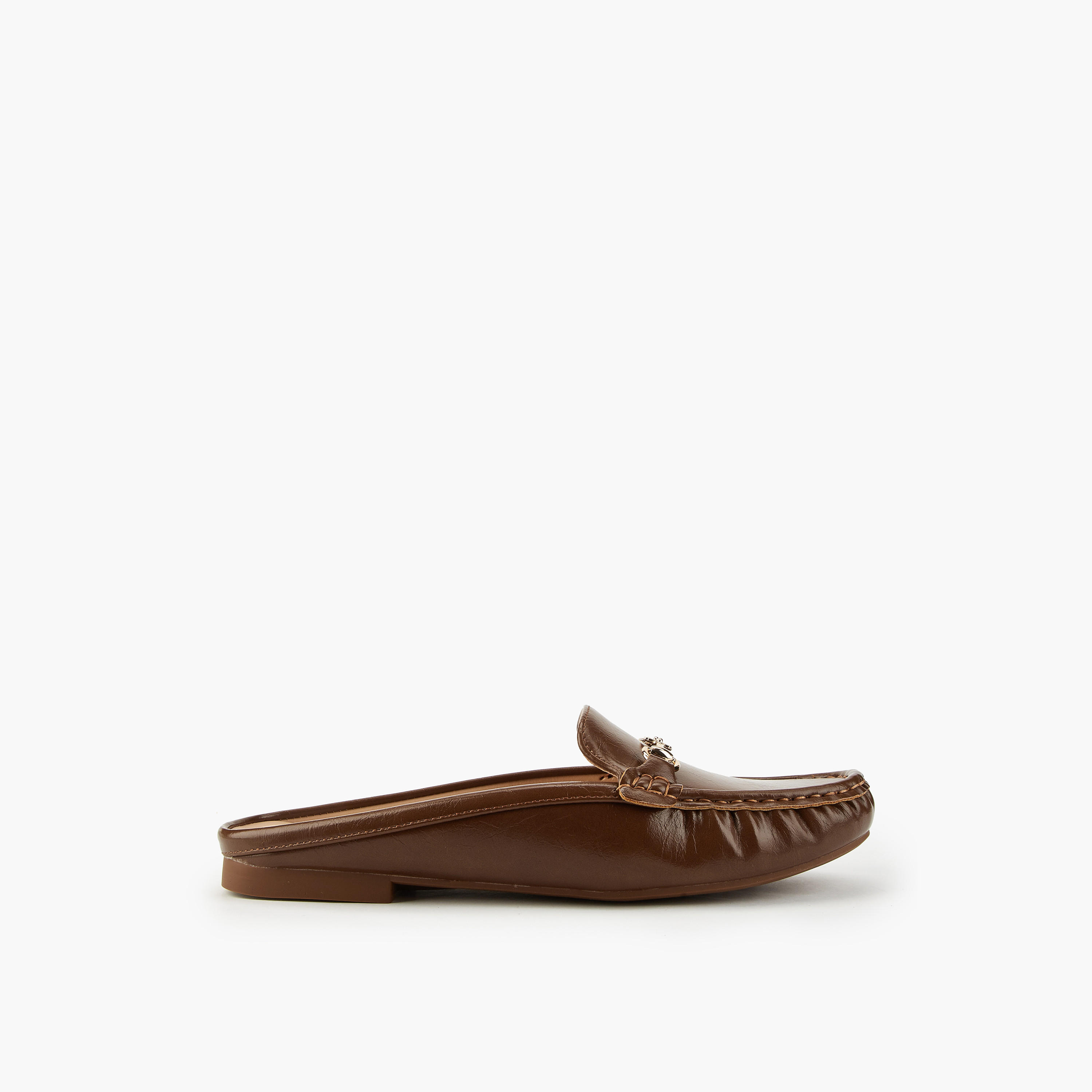 حذاء ميول سادة بزينة ميتاليك من فلورا بيلا-women-shoes-flats-mules-image-2