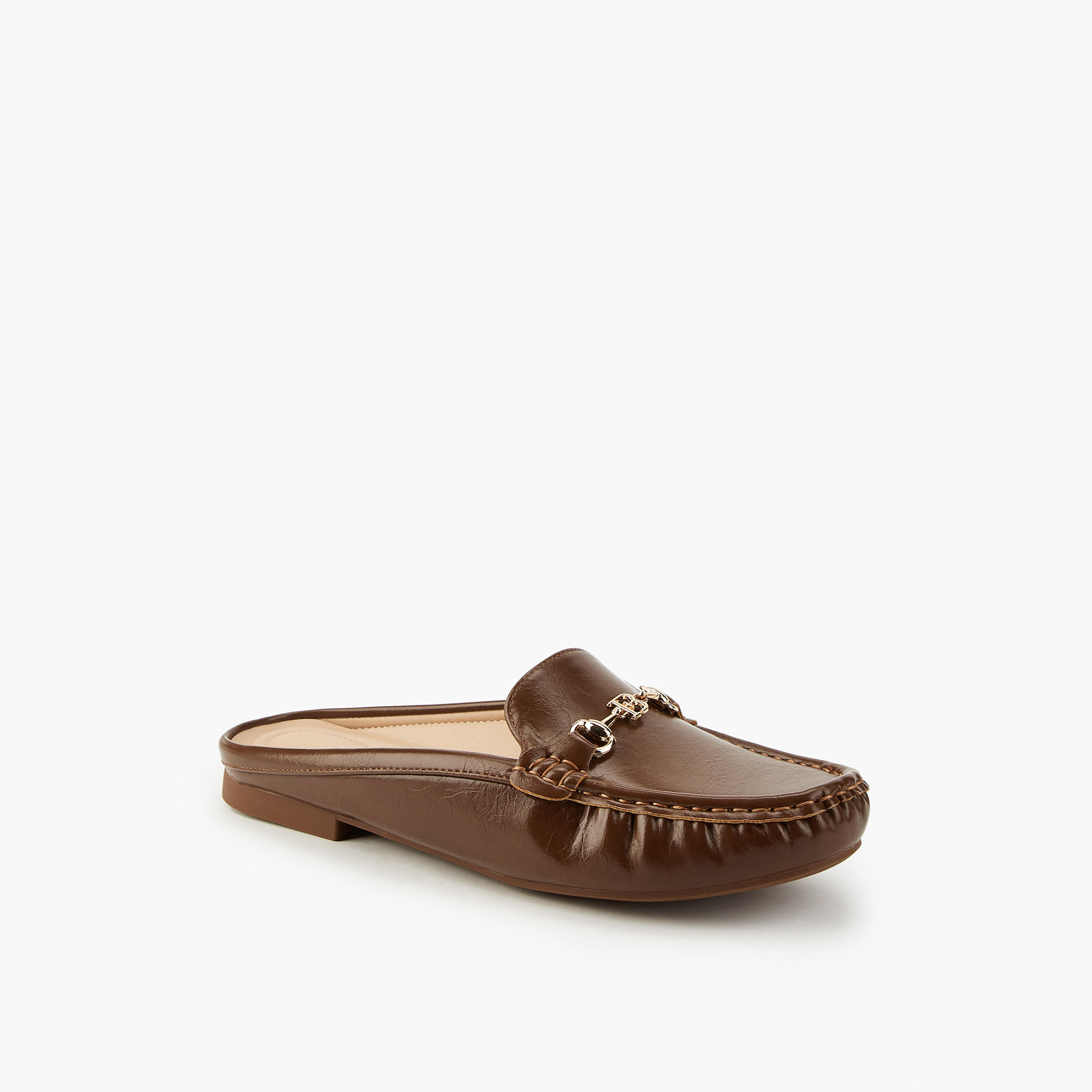 حذاء ميول سادة بزينة ميتاليك من فلورا بيلا-women-shoes-flats-mules-image-3