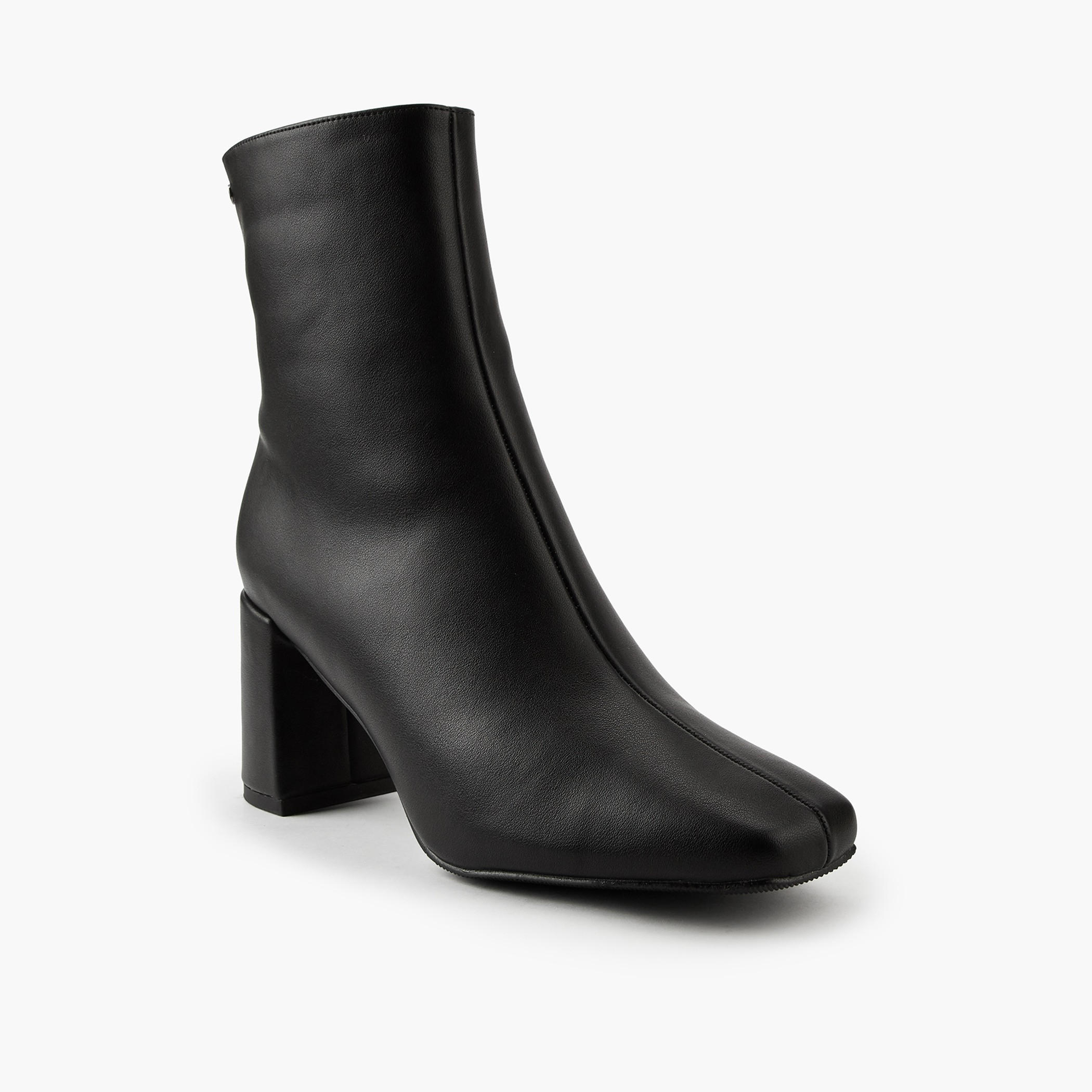 Flora Bella Solid Ankle Boots with Block Heels and Zip Closure-women-shoes-boots-image-1
