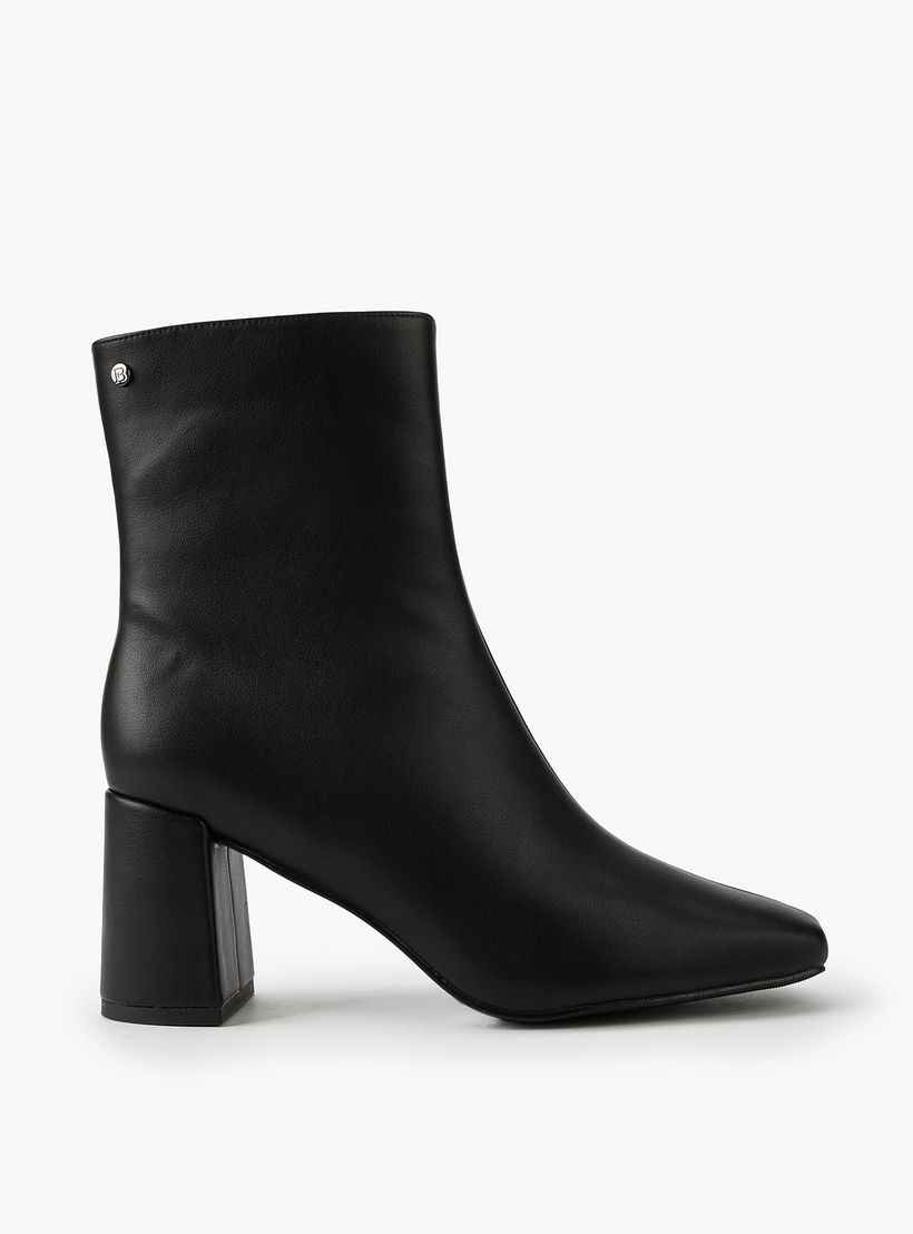 Flora Bella Solid Ankle Boots with Block Heels and Zip Closure-women-shoes-boots-image-2