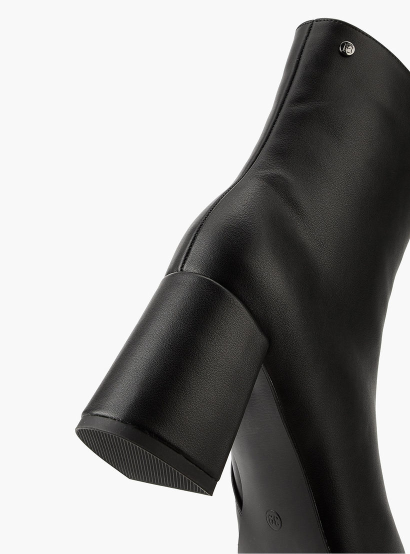 Flora Bella Solid Ankle Boots with Block Heels and Zip Closure-women-shoes-boots-image-4