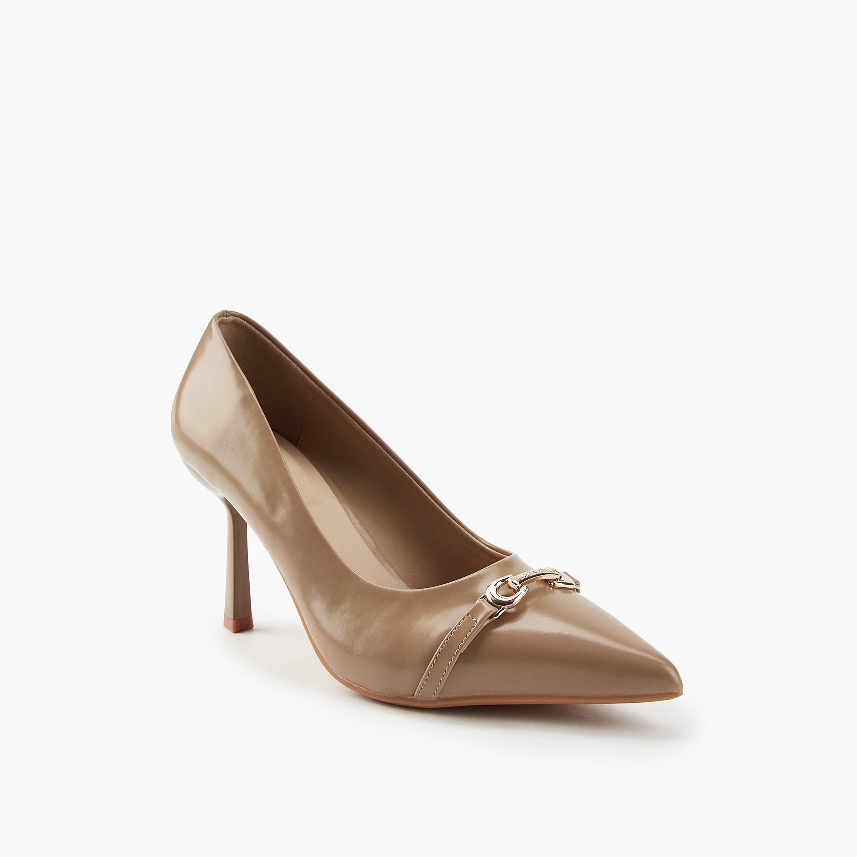 حذاء بومب بمقدمة مدببة وزينة ميتاليك وكعب رفيع من فلورا بيلا-women-shoes-heels-image-3