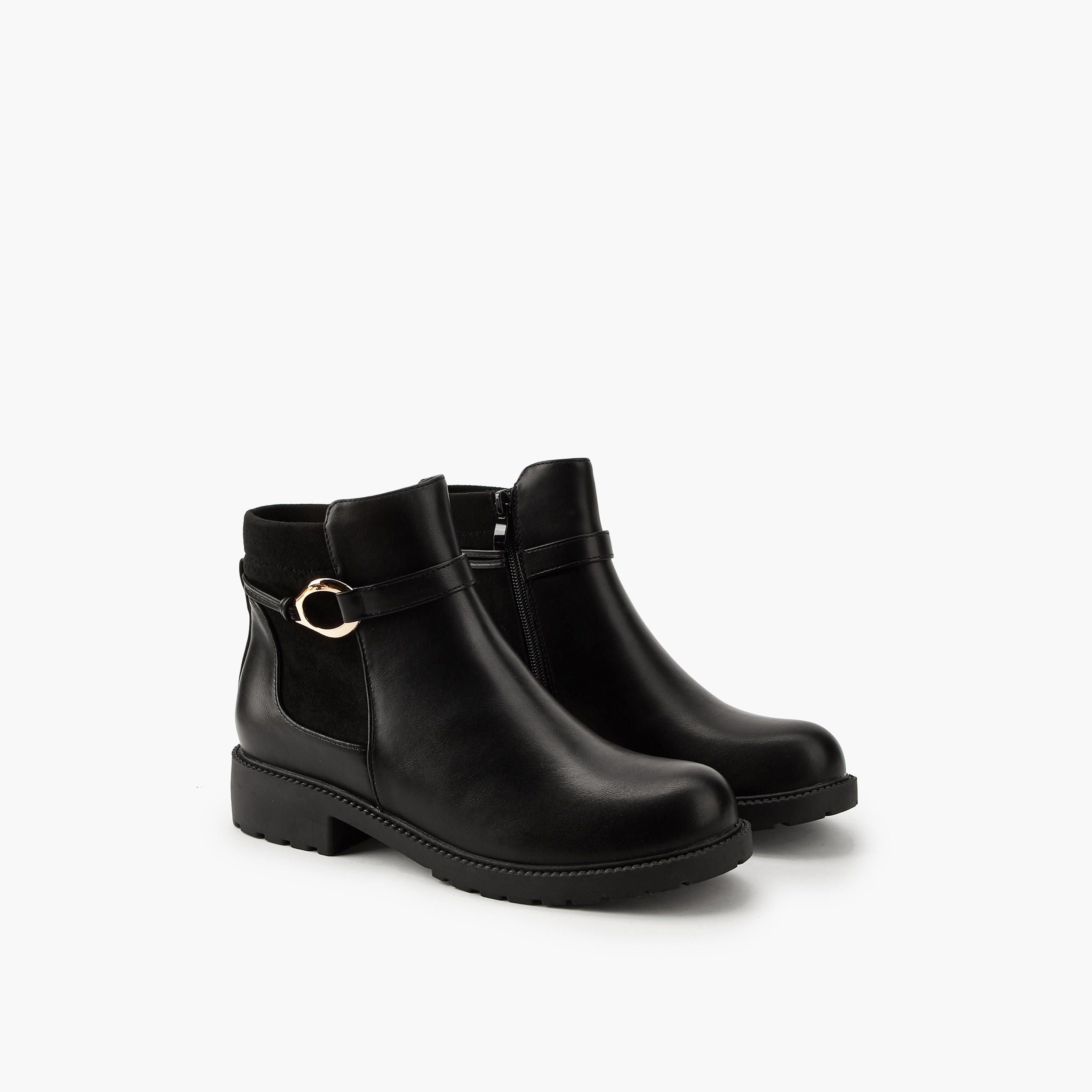 Flora Bella Women Buckle Detail Ankle Boots-women-shoes-boots-image-1
