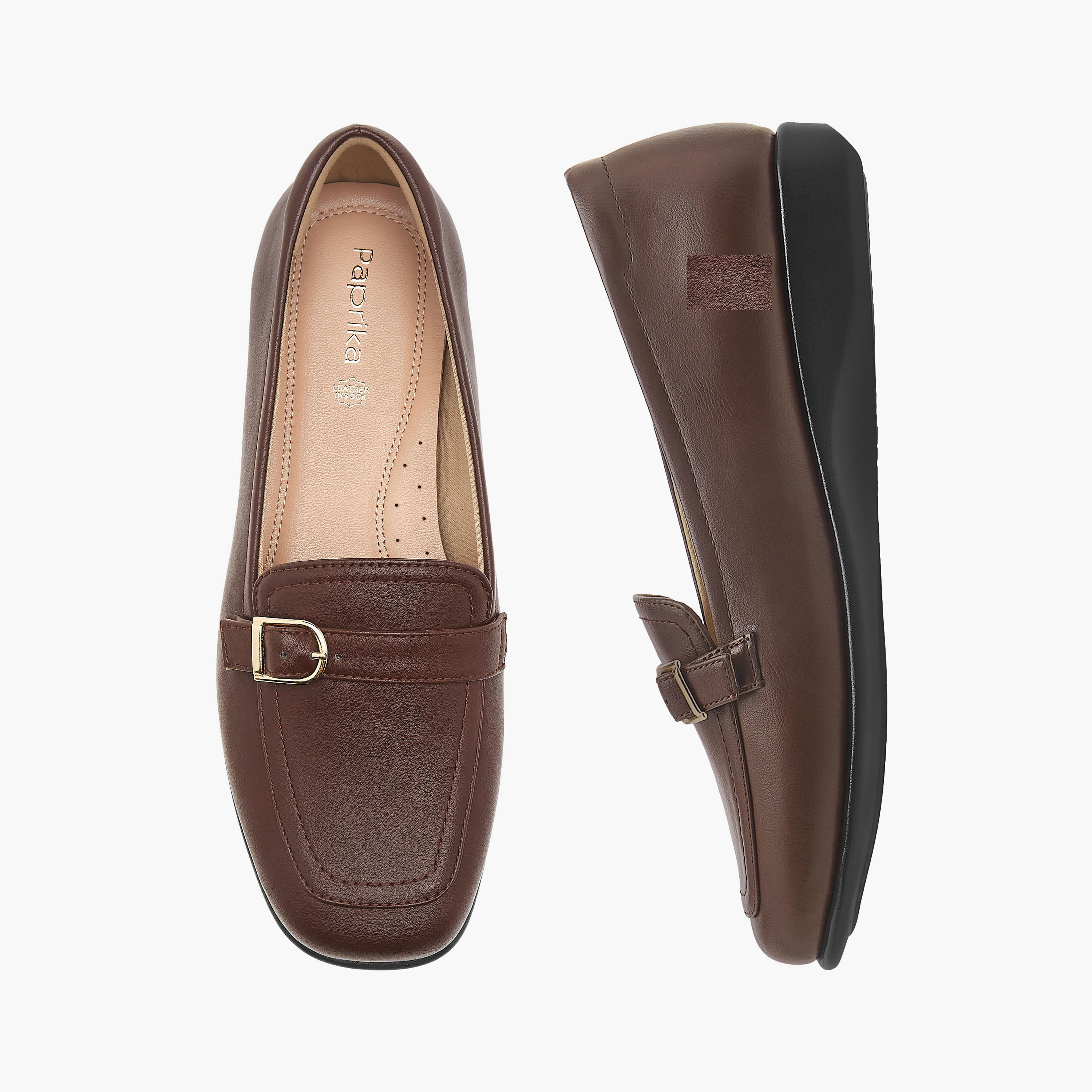 حذاء سهل الارتداء مريح سادة بزينة معدن من بابريكا-women-shoes-flats-loafers-image-1