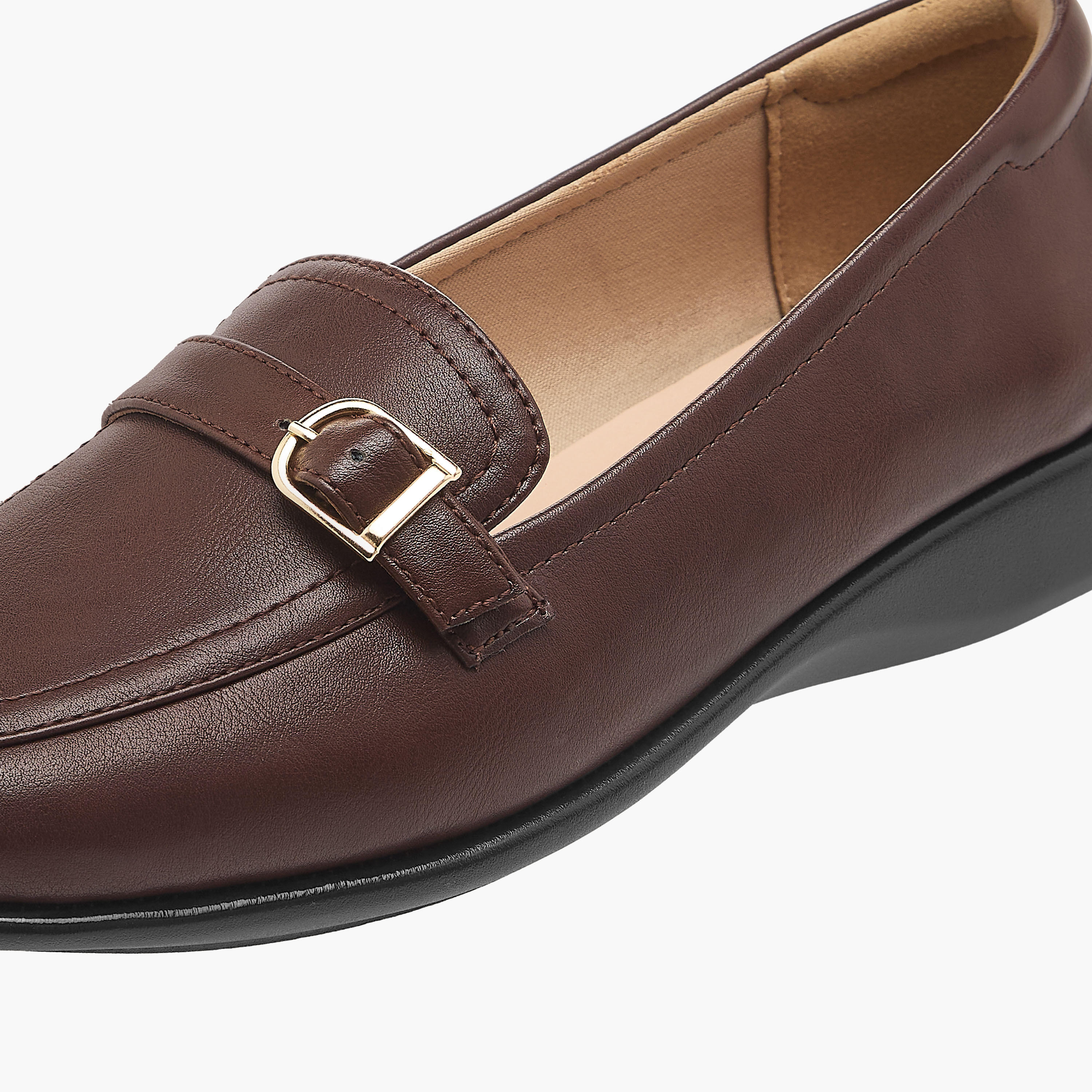 حذاء سهل الارتداء مريح سادة بزينة معدن من بابريكا-women-shoes-flats-loafers-image-4