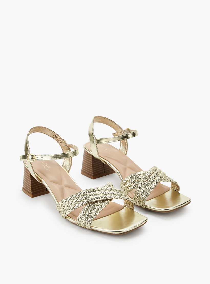 صندل بأحزمة متقاطعة مجدولة وكعب عريض للنساء من سيليست-women-shoes-sandals-heeled-image-1