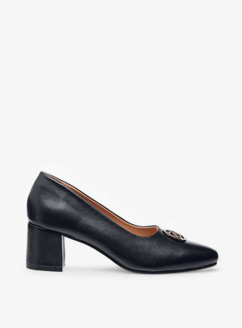 Paprika Solid Slip-On Leather Pumps with Block Heels-women-shoes-sandals-heeled-image-3