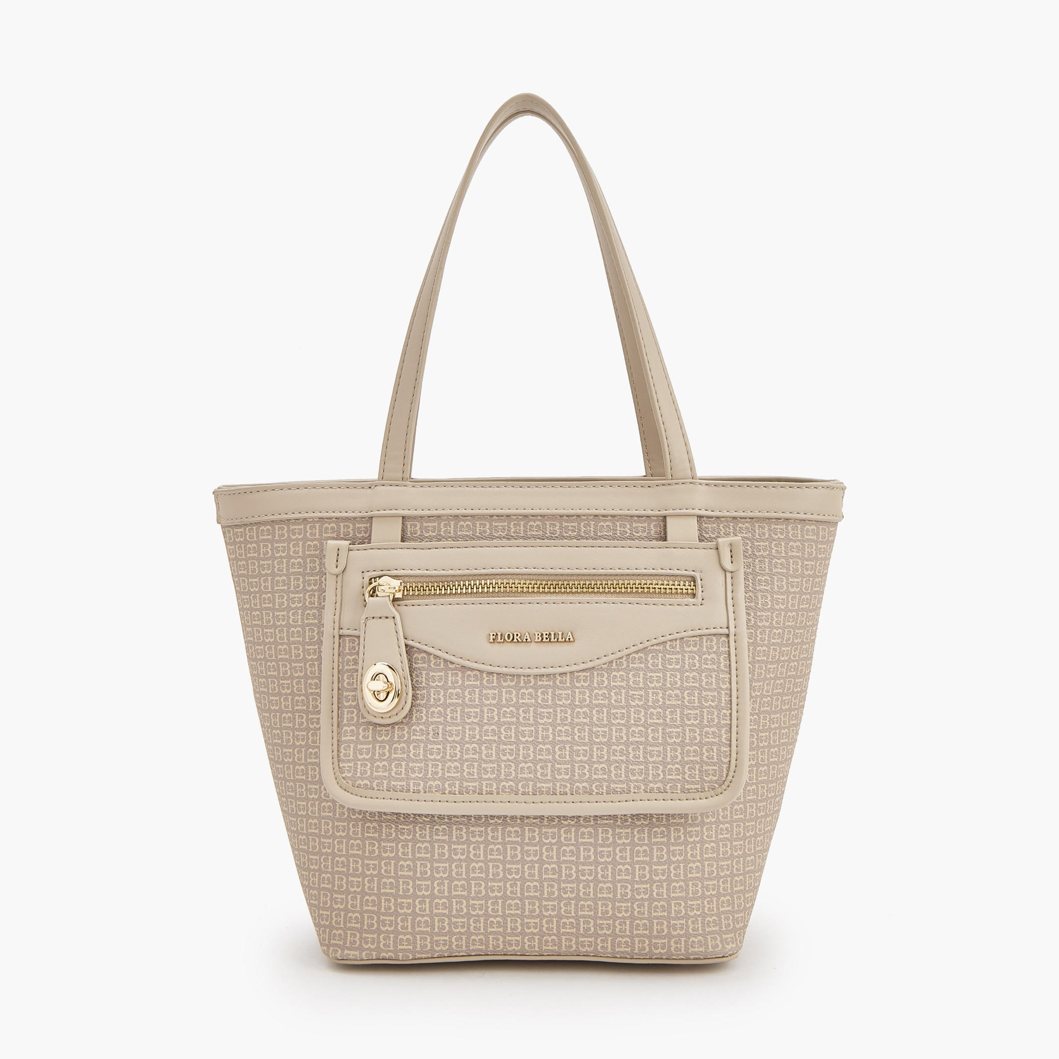Flora Bella Monogram Print Tote Bag with Front Pocket-women-bagsandwallets-handbags-image-1