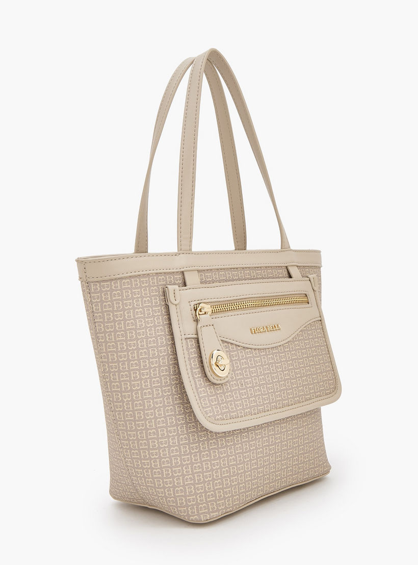 Flora Bella Monogram Print Tote Bag with Front Pocket-women-bagsandwallets-handbags-image-2