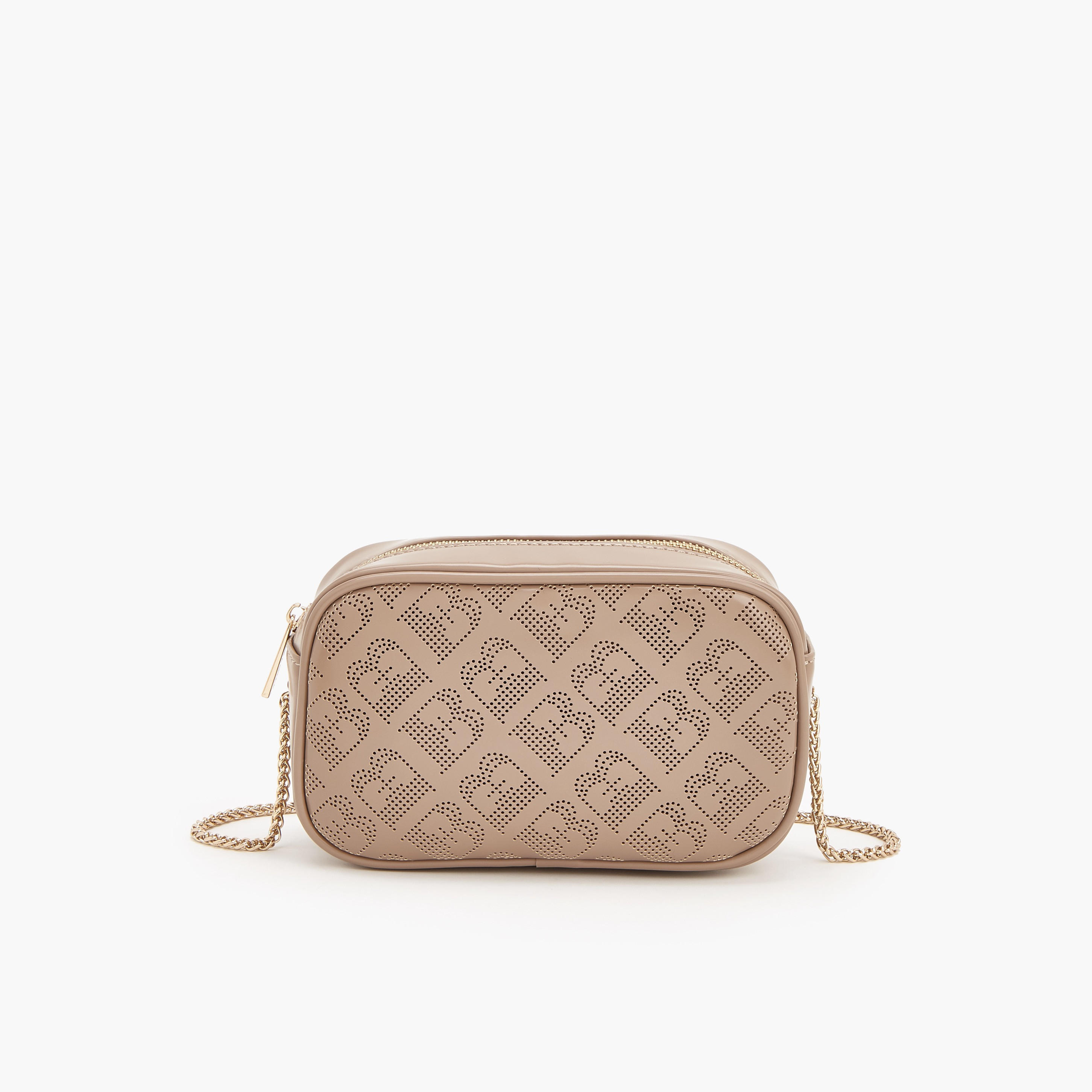 Flora Bella Monogram Textured Crossbody Bag with Chain Strap-women-bagsandwallets-handbags-image-1