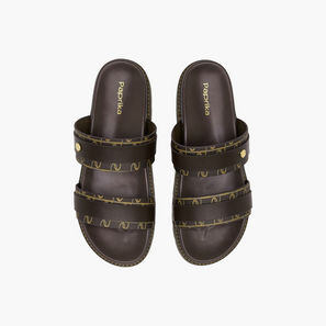 Paprika Women's Monogram Print Strappy Slip-On Sandals-women-shoes-sandals-image-1
