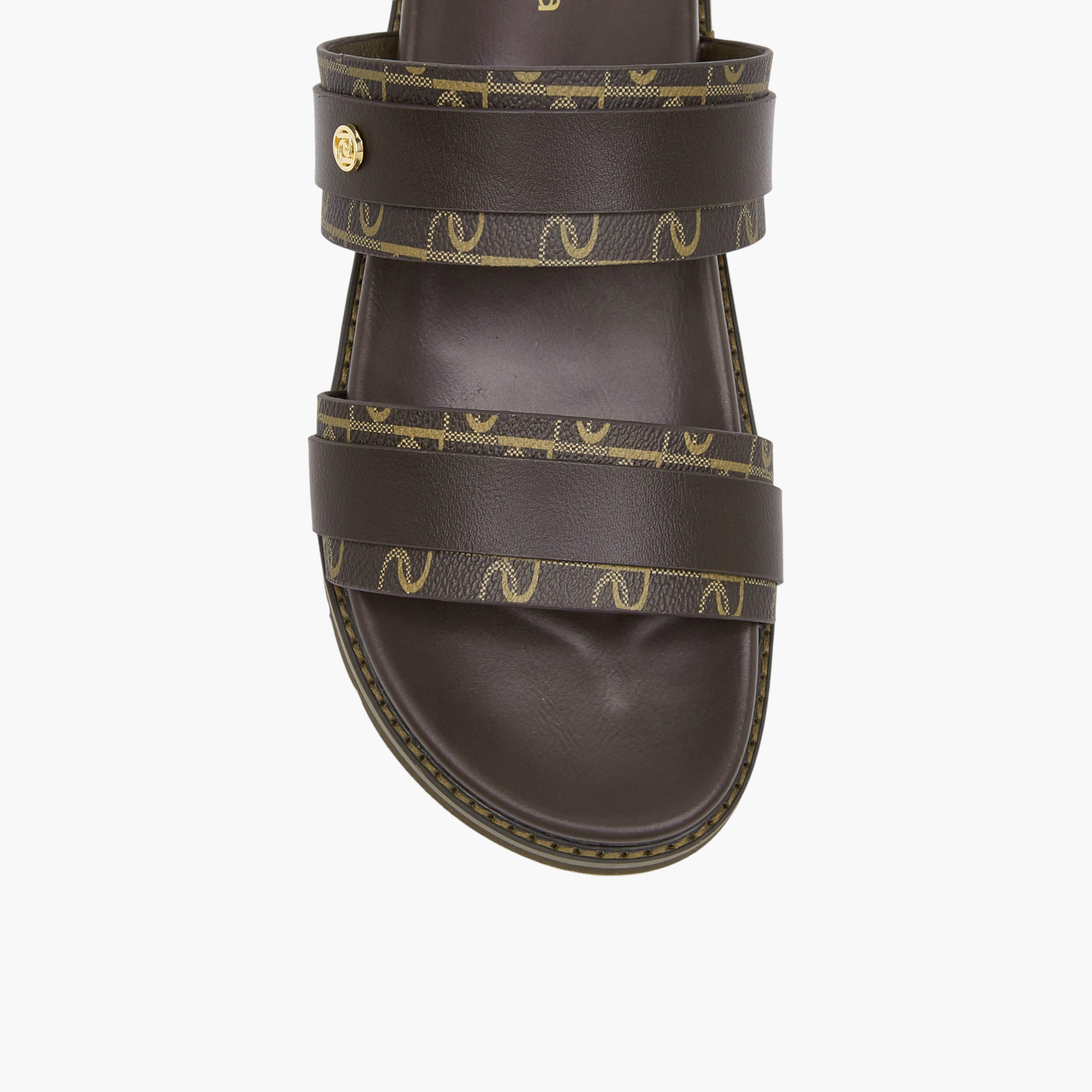 صندل سهل الارتداء بأحزمة متعددة وطبعات مونوجرام من بابريكا-women-shoes-flats-sandals-image-4