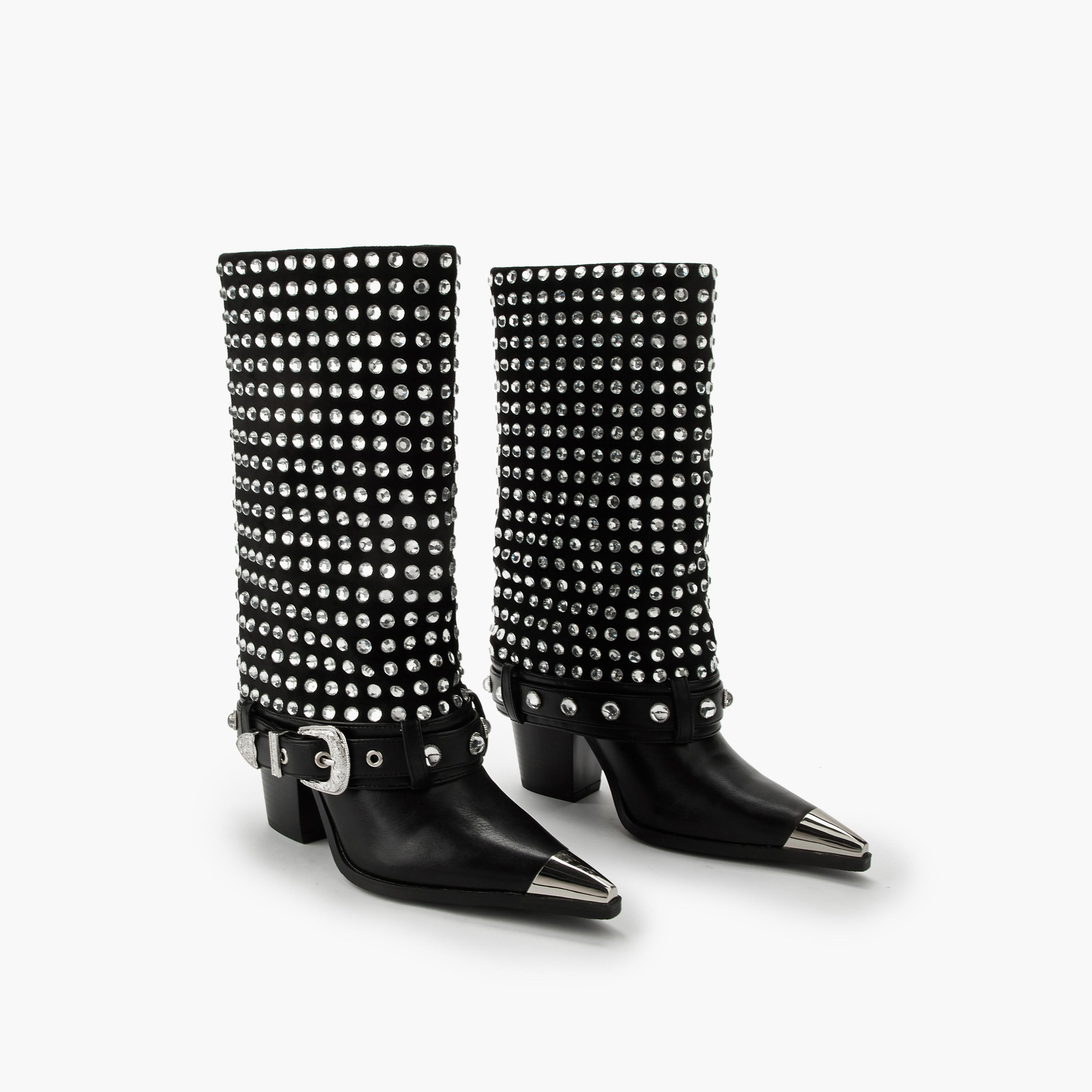 Celeste Womens Embellished Block Heel High Shaft Boots-women-shoes-boots-image-1