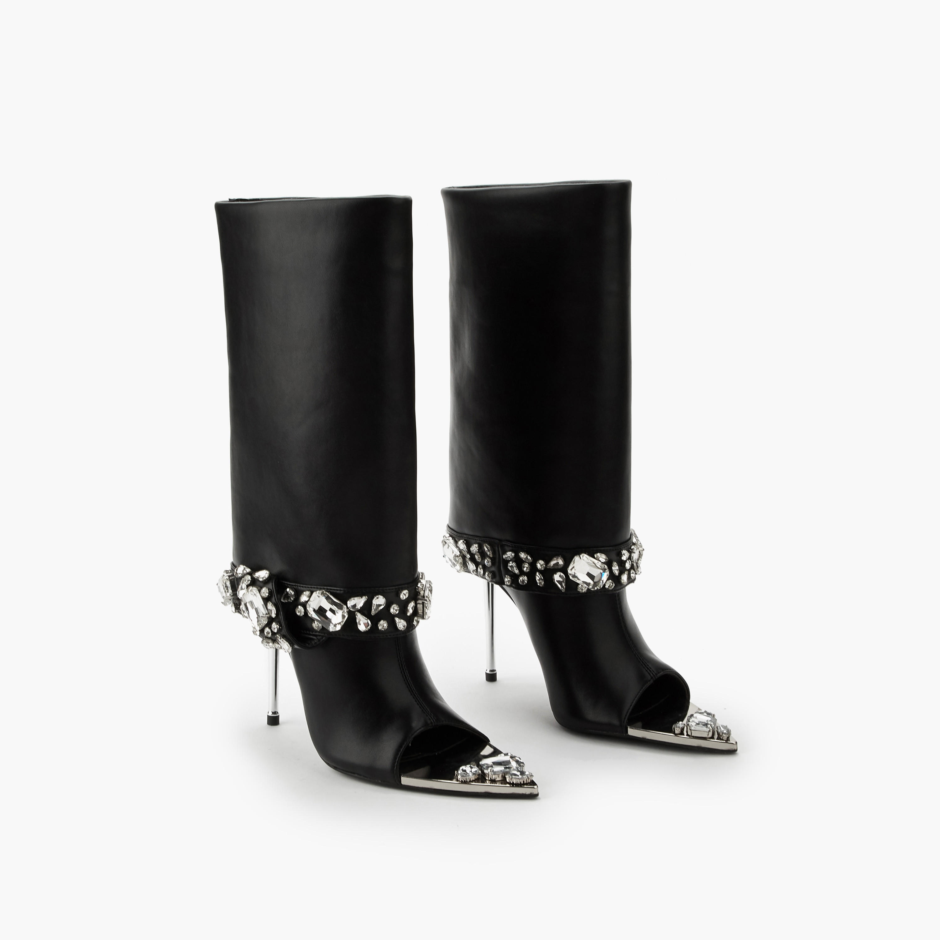 بوت شافت عالي مرصّع بمقدمة مفتوحة للنساء من سيليست-women-shoes-boots-image-1