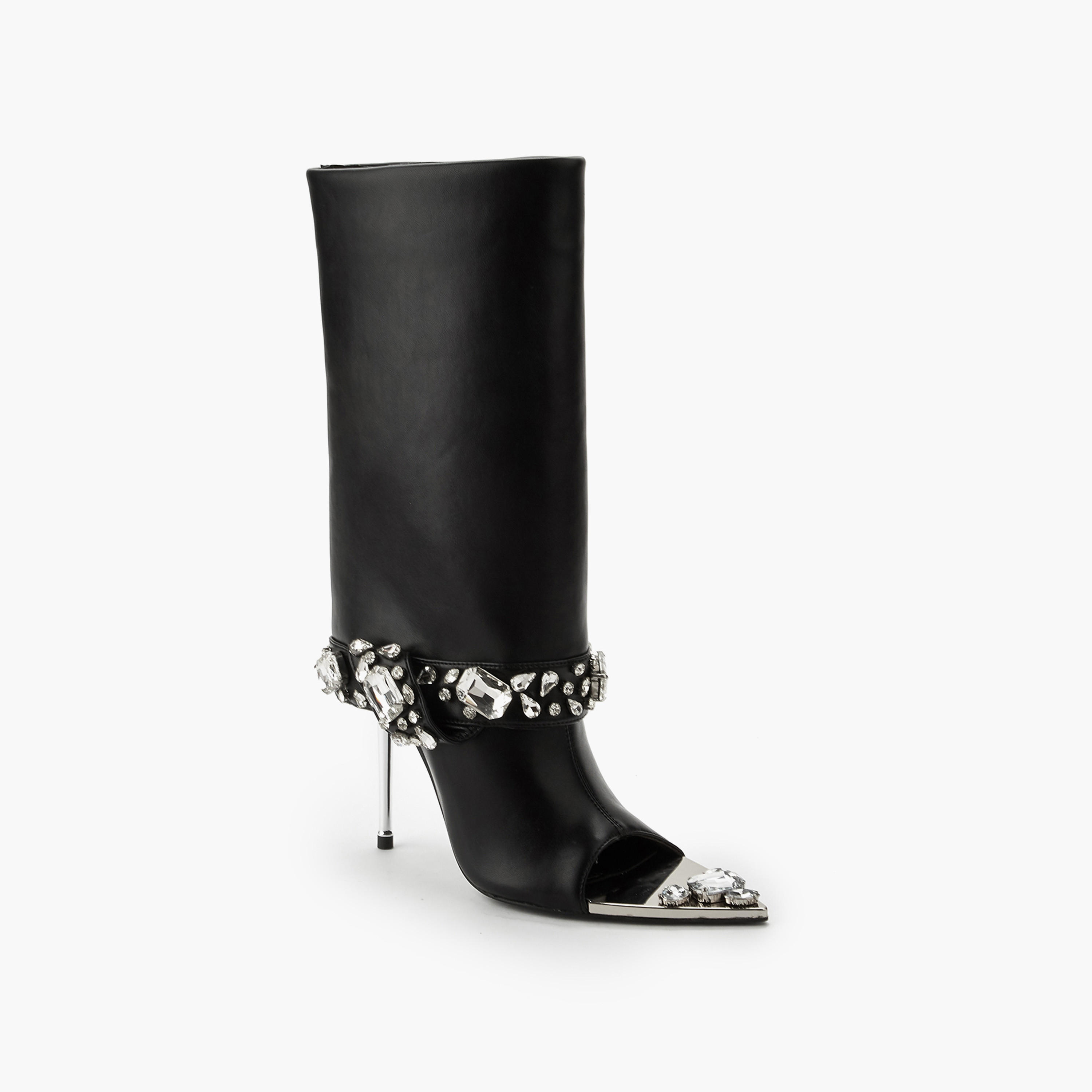 بوت شافت عالي مرصّع بمقدمة مفتوحة للنساء من سيليست-women-shoes-boots-image-3