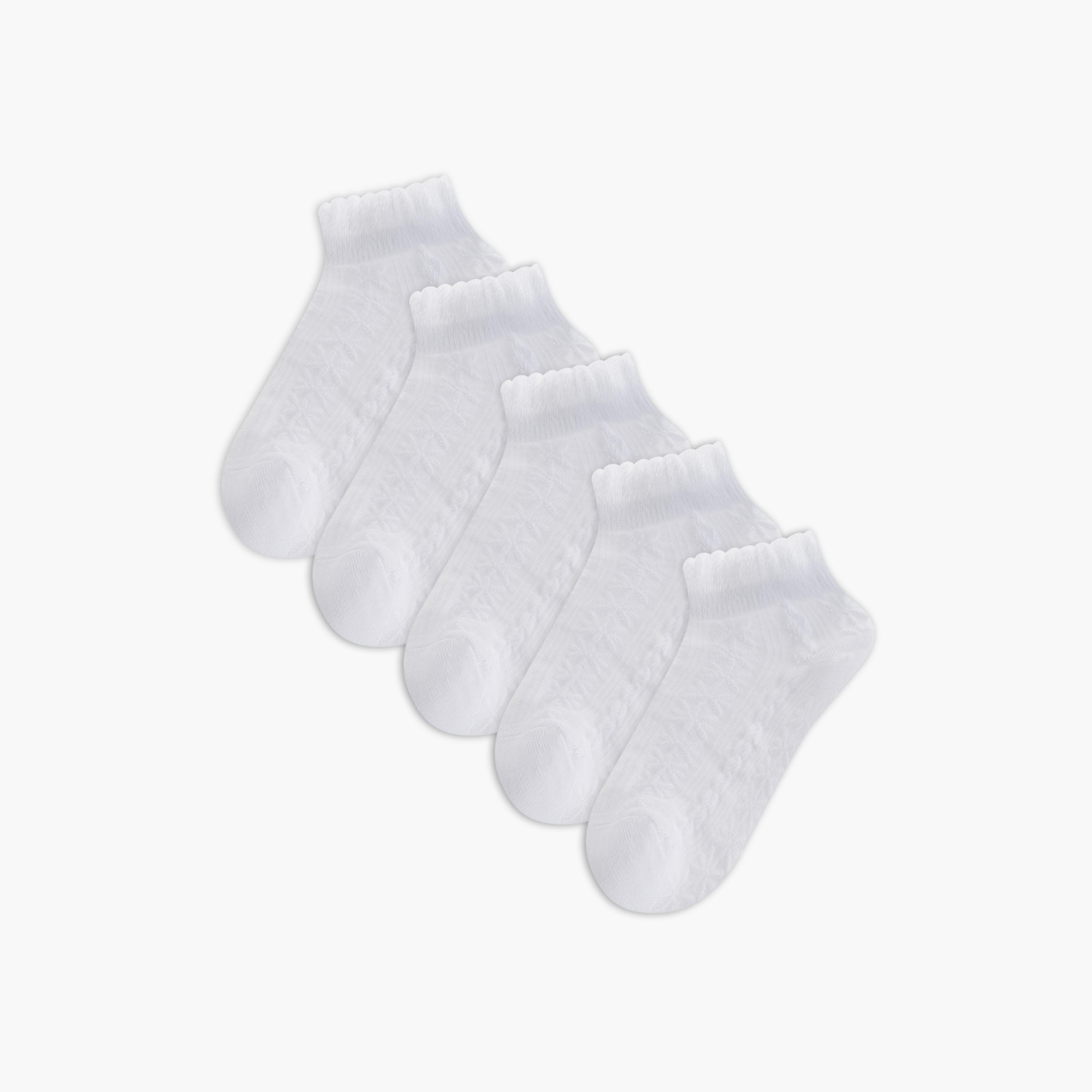 Juniors Textured Ankle Length Socks - Set of 5-girls-accessories-socks-image-1