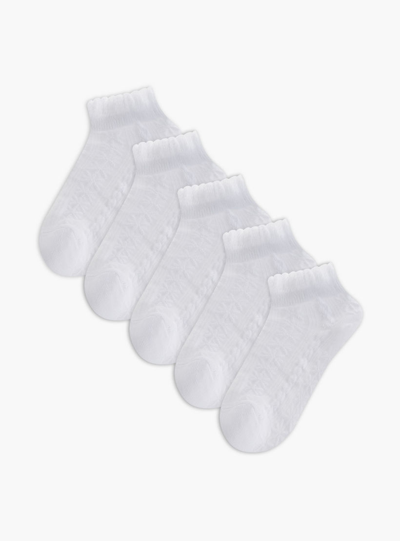 Juniors Textured Ankle Length Socks - Set of 5-girls-accessories-socks-image-1