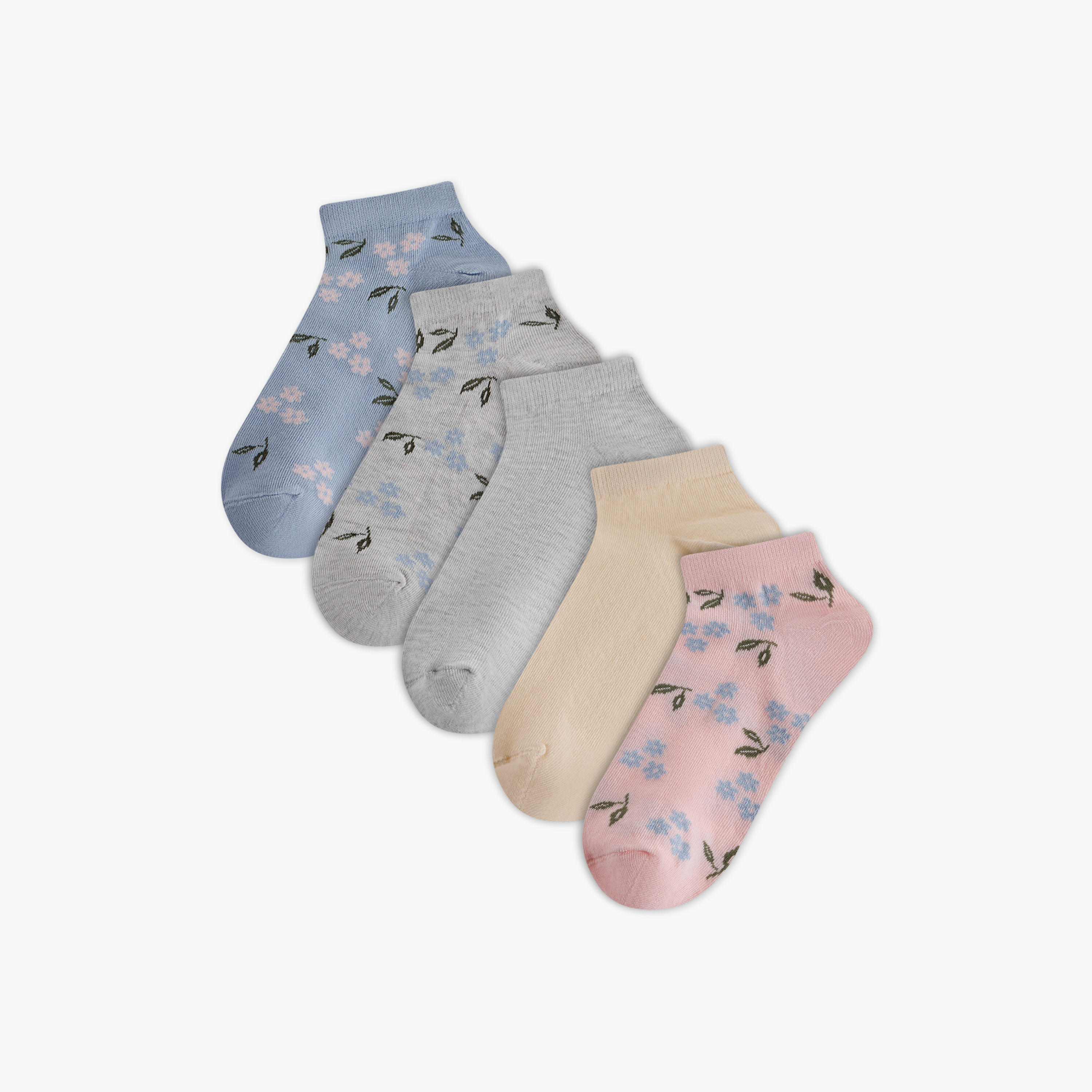 Celeste Assorted Ankle Length Socks - Set of 5-women-socksandstockings-image-1