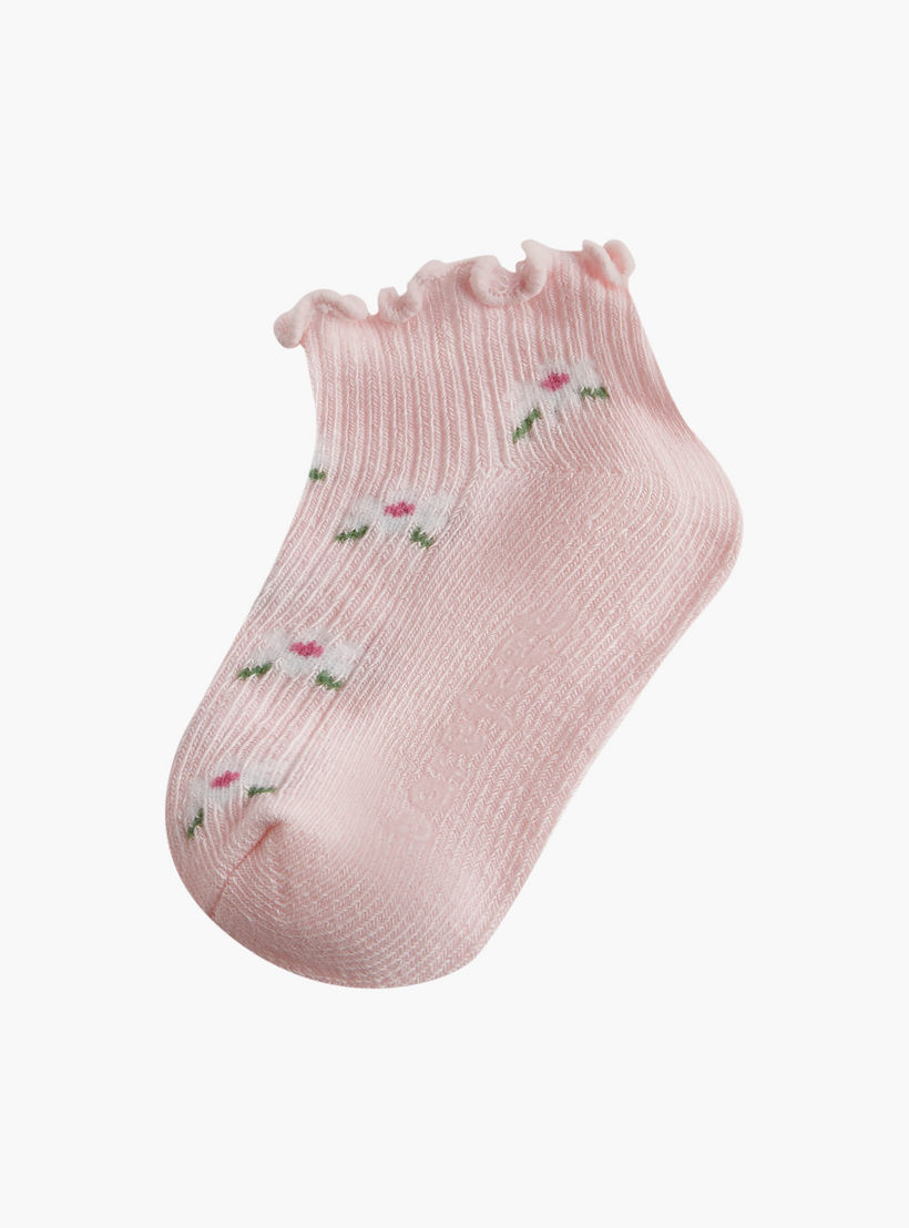 Barefeet Assorted Ankle Length Socks with Scalloped Hem - Set of 5-baby-girls-accessories-socks-image-2