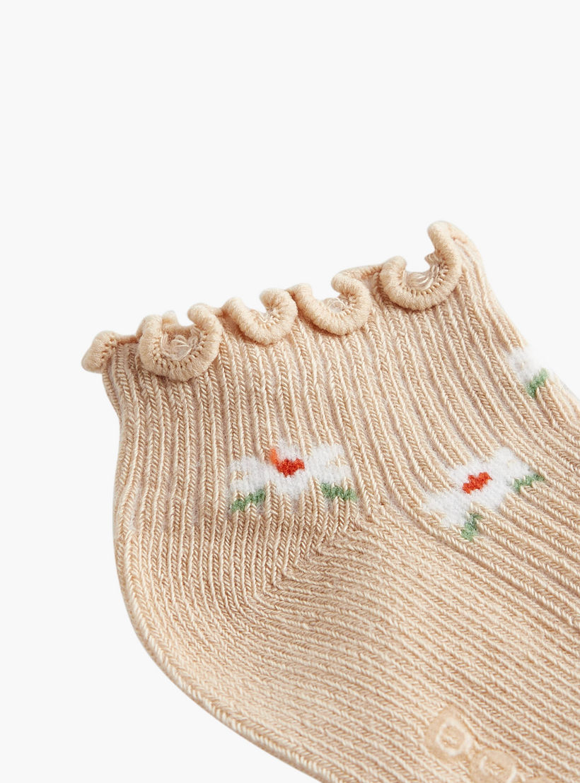 Barefeet Assorted Ankle Length Socks with Scalloped Hem - Set of 5-baby-girls-accessories-socks-image-3