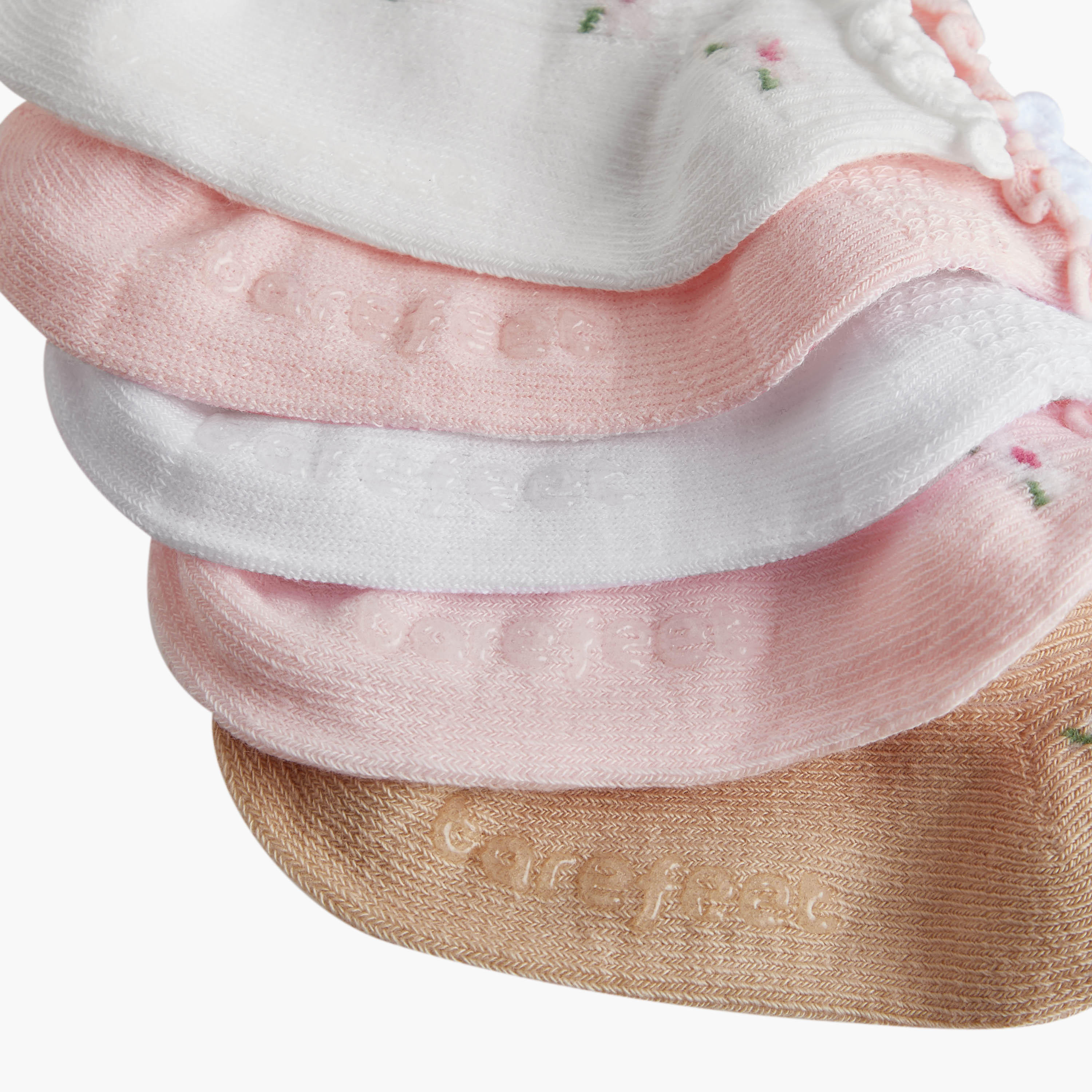 Barefeet Assorted Ankle Length Socks with Scalloped Hem - Set of 5-baby-girls-accessories-socks-image-4