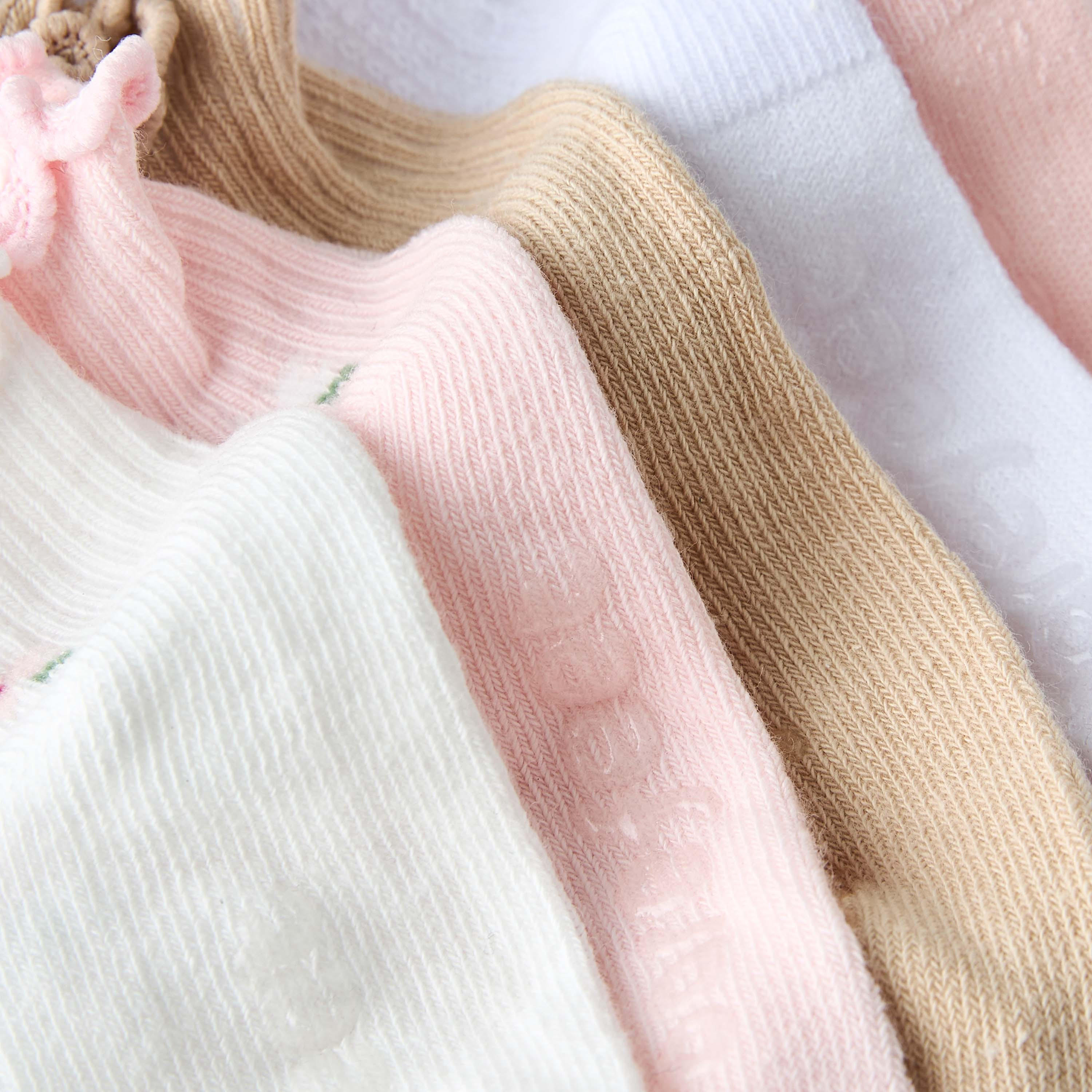 طقم جوارب متنوعة 5 أزواج بطول الكاحل وبحافة مموجة من بيرفيت-baby-girls-accessories-socks-image-5