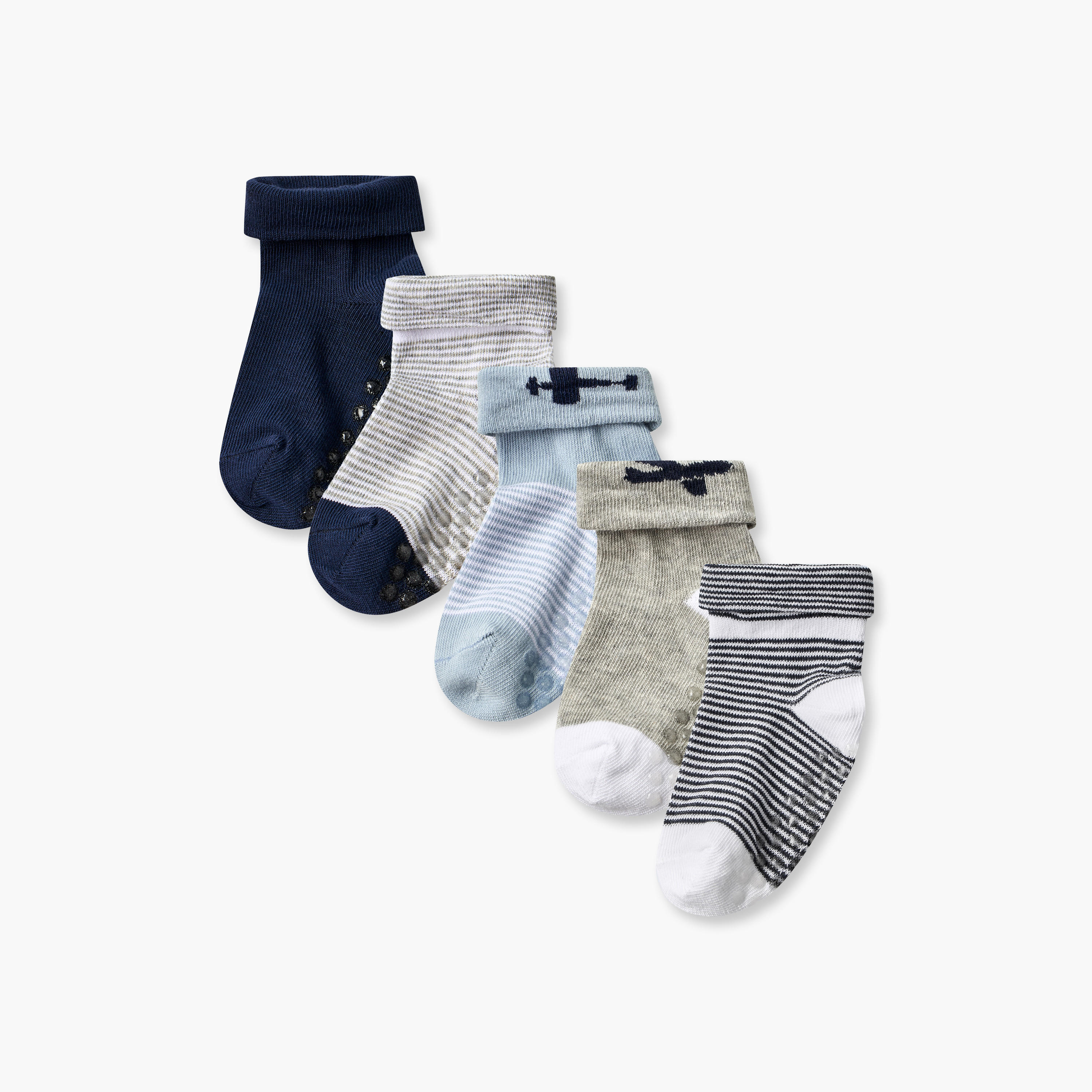 Pack of 5 Barefeet Cotton Ankle Length Baby Boys Socks with Strips-boys-accessories-socks-image-1