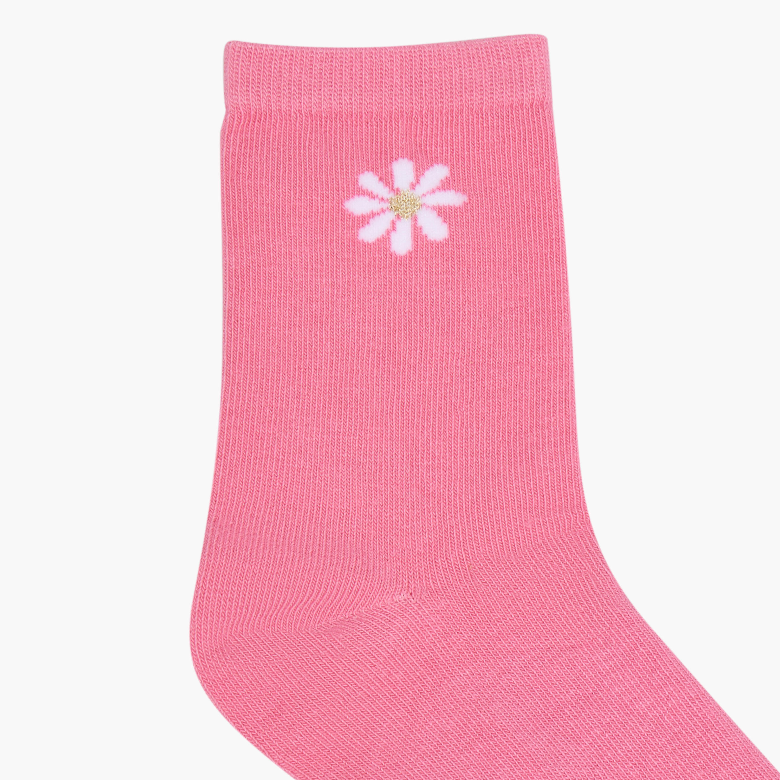 Little Missy Floral Print Crew Lenght Socks - Set of 5-girls-accessories-socks-image-5